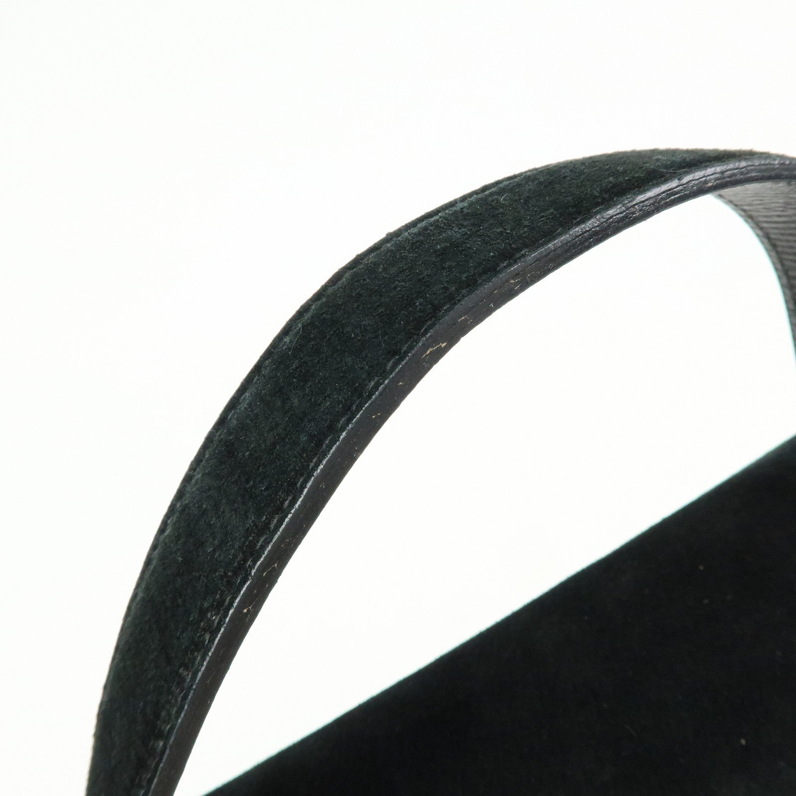 FENDI Top Handle Leather Suede Hand Bag Black 12897