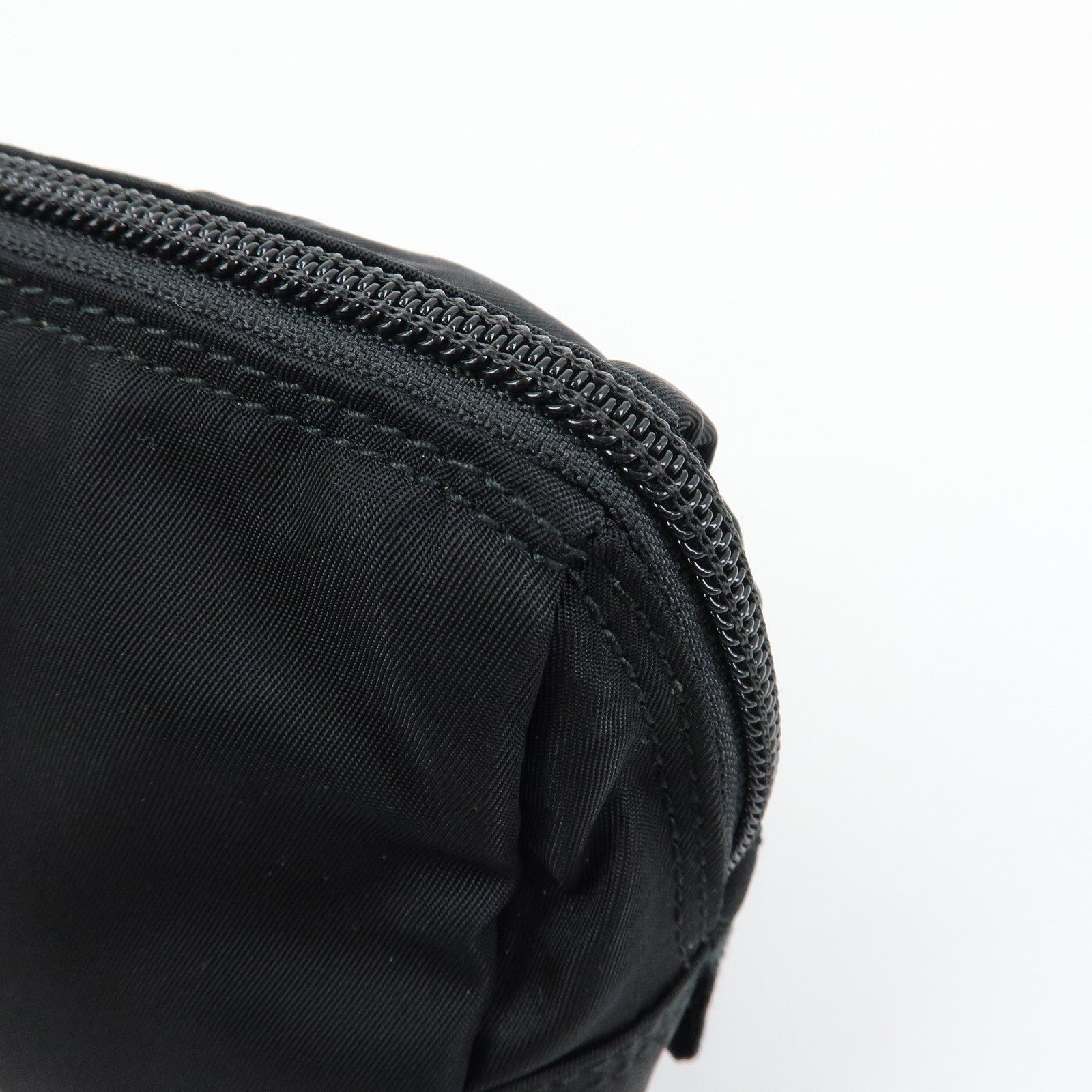 PRADA Triangle Logo Nylon Saffiano Leather Cosmetic Pouch 1NA693