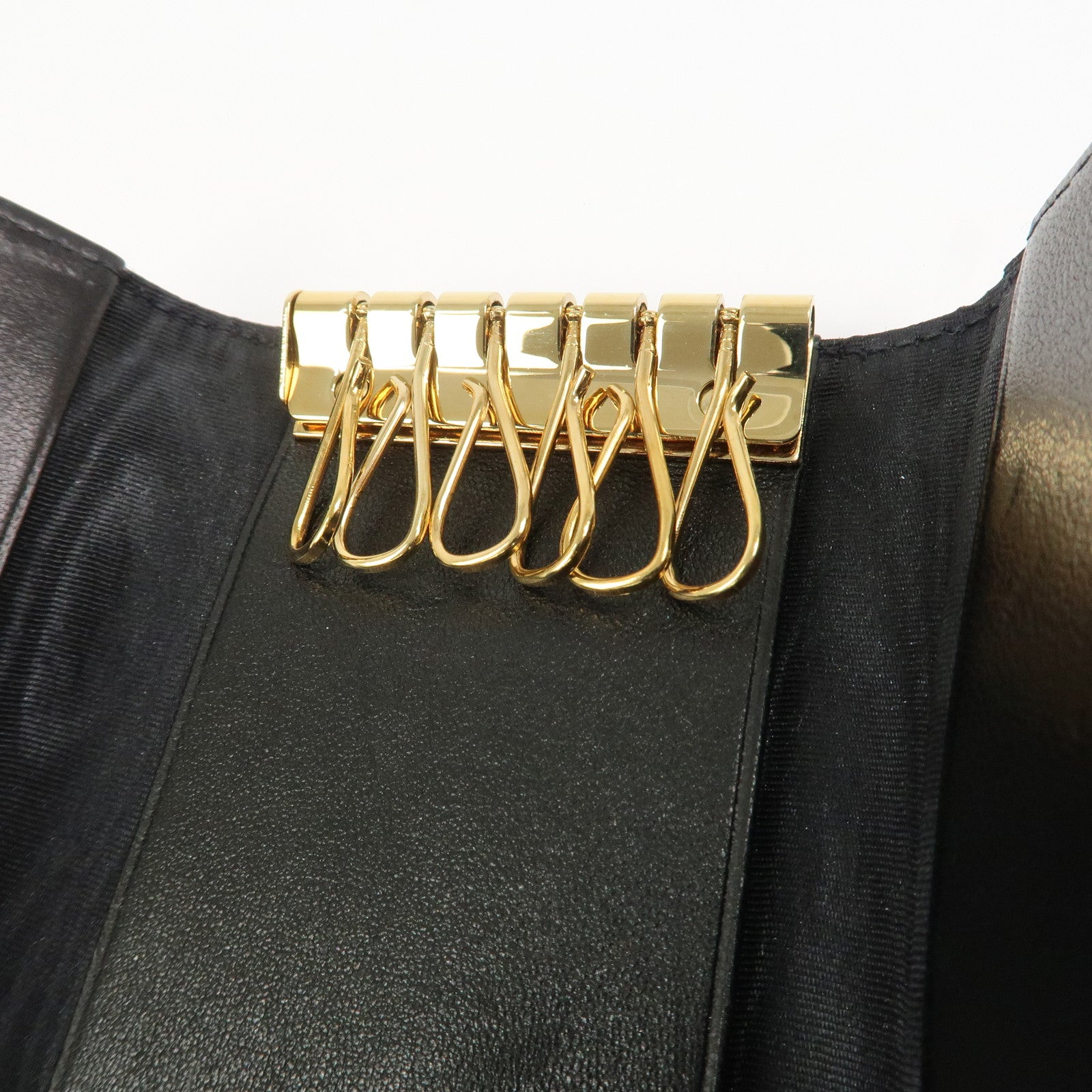 CHANEL COCO Mark Caviarskin 6 Rings Key Case Key Holder A01439