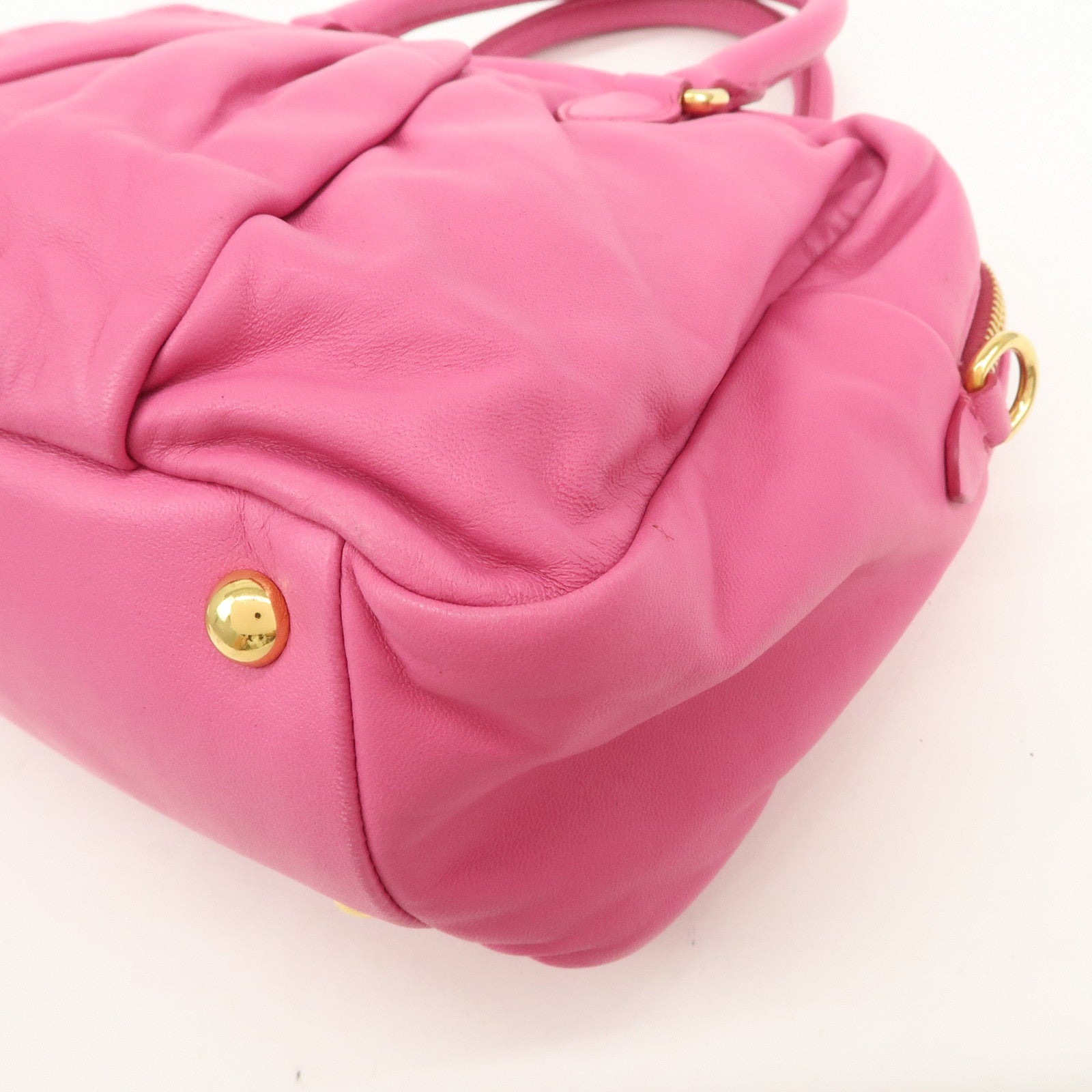 MIU MIU Logo Leather 2Way Bag Hand Bag Shoulder Bag Pink RL0048