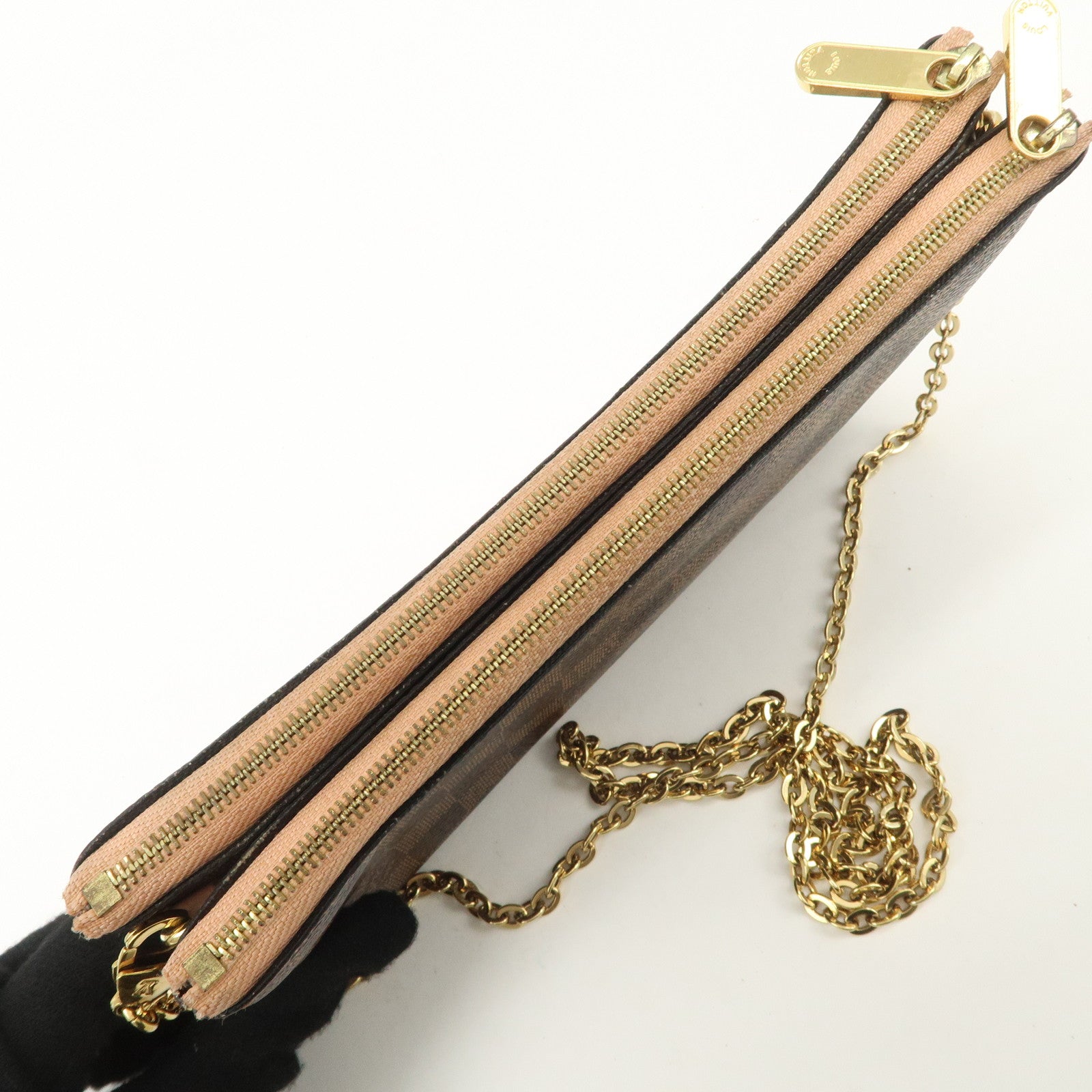 Louis Vuitton Damier Pochette Double Zip Shoulder Bag Brown N60254 Used