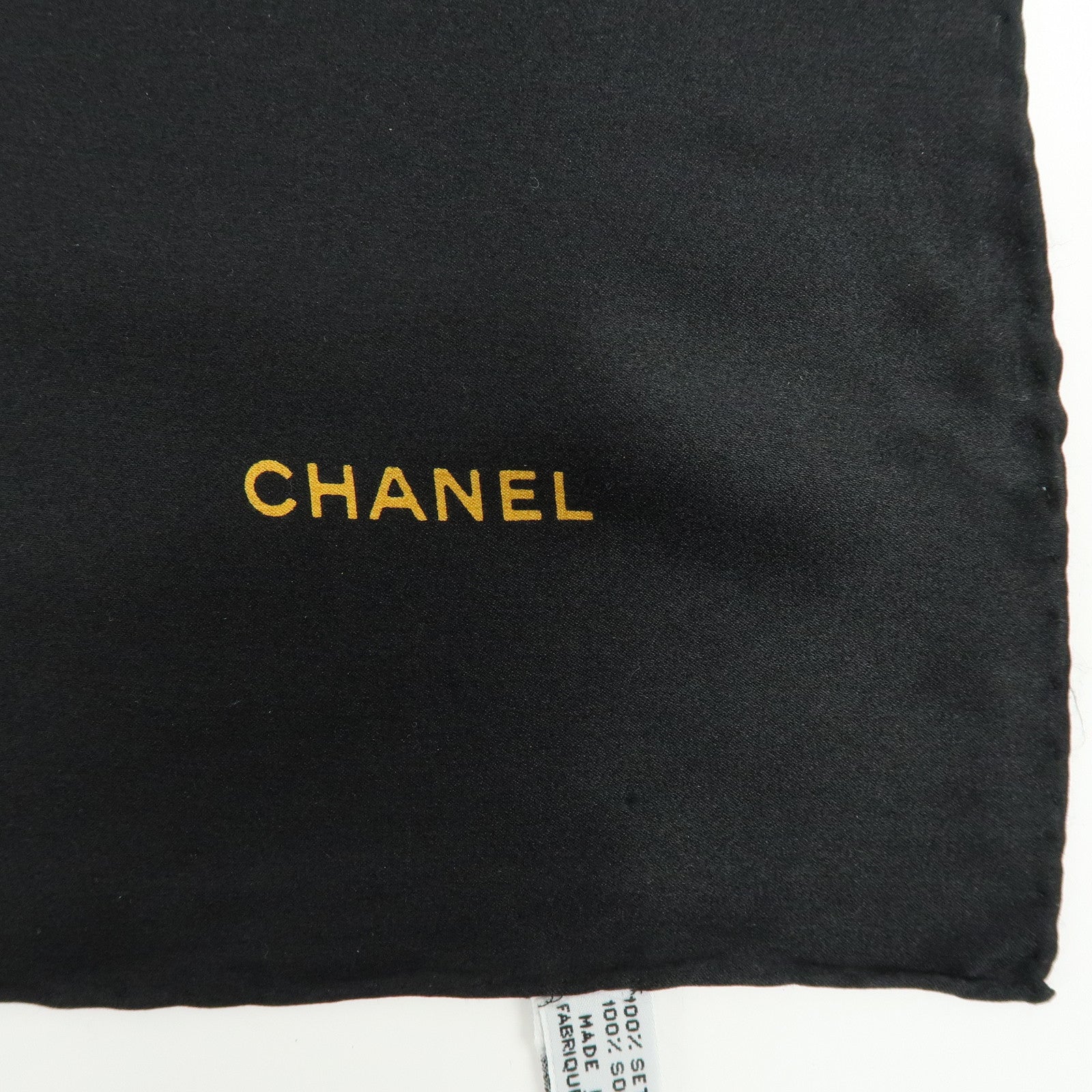 CHANEL COCO Mark Jewelry Motif Silk 100% Scarf Black Multicolor