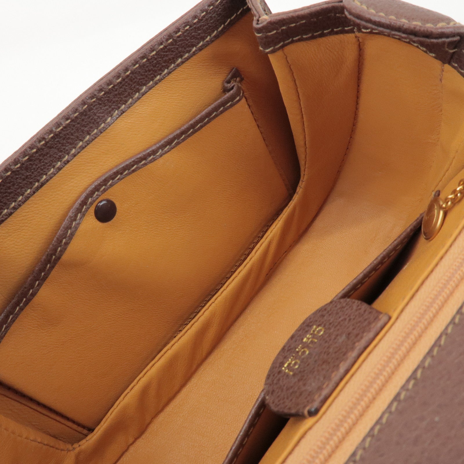 GUCCI Bamboo Leather 2Way Bag Hand Bag Shoulder Bag Brown 000 2040