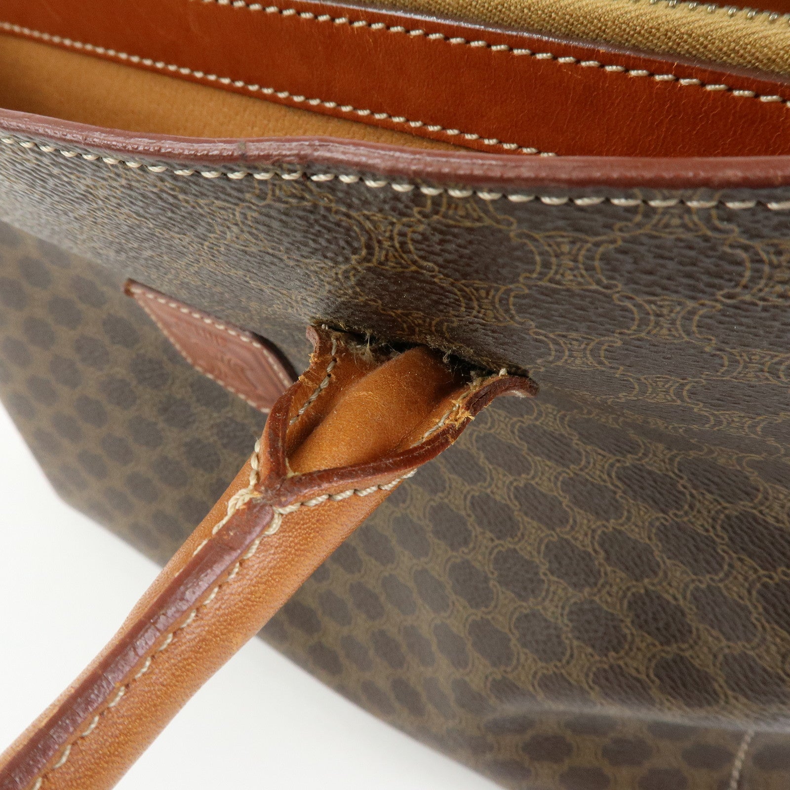 CELINE Macadam PVC Leather Tote Bag Hand Bag Brown