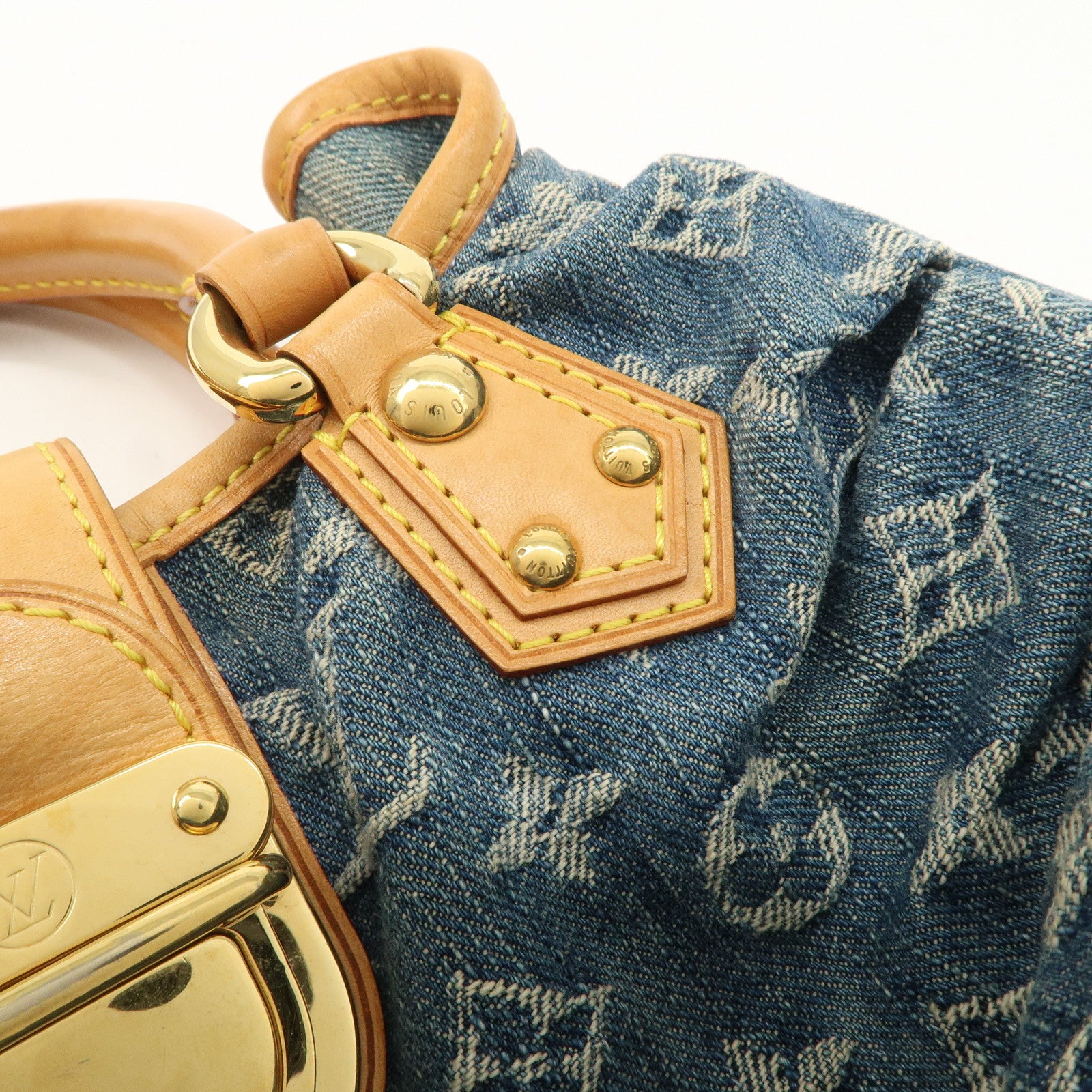 Louis Vuitton Monogram Denim Pleaty Hand Bag Blue M95020