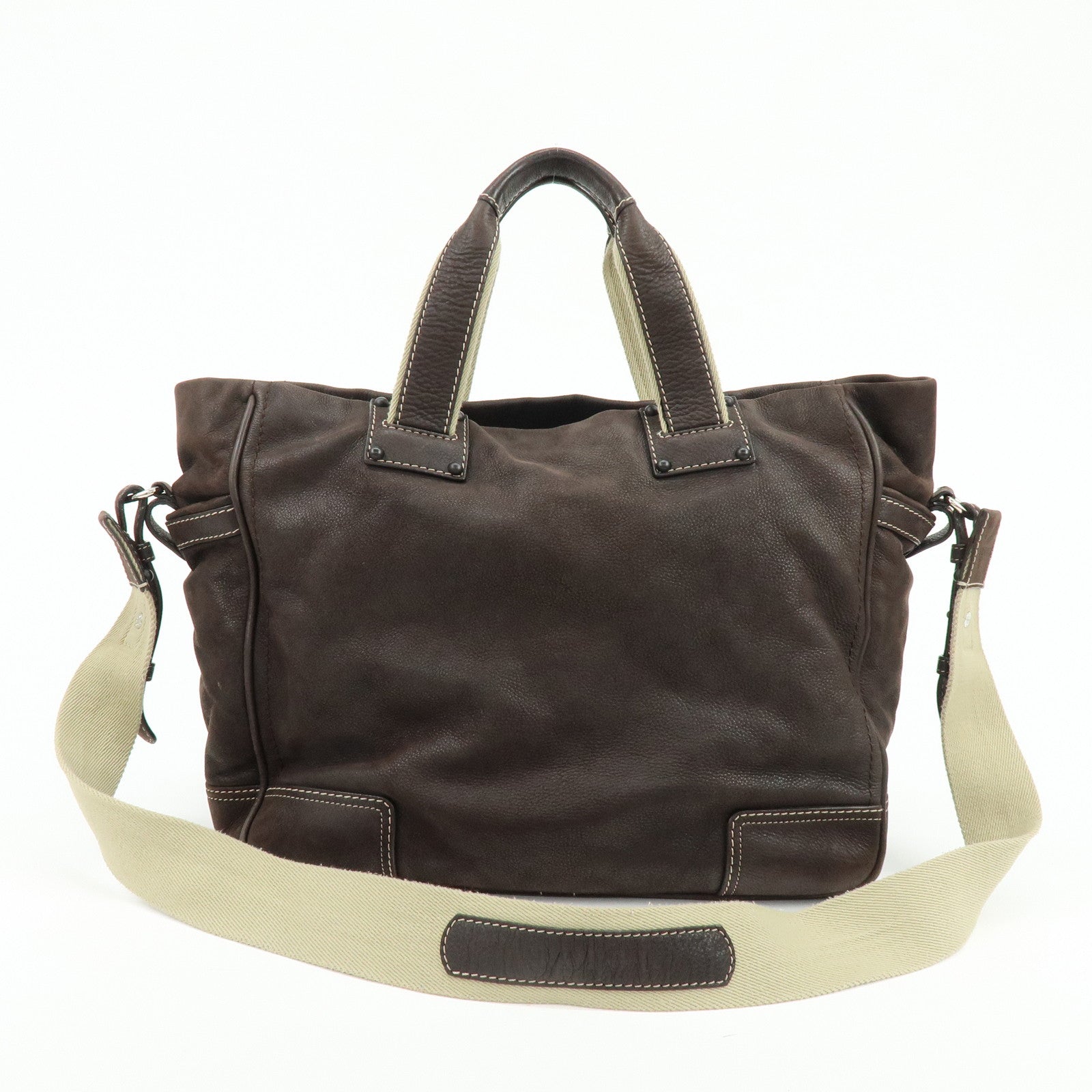 LOEWE Anagram Leather 2Way Bag Boston Bag Shoulder Bag Brown