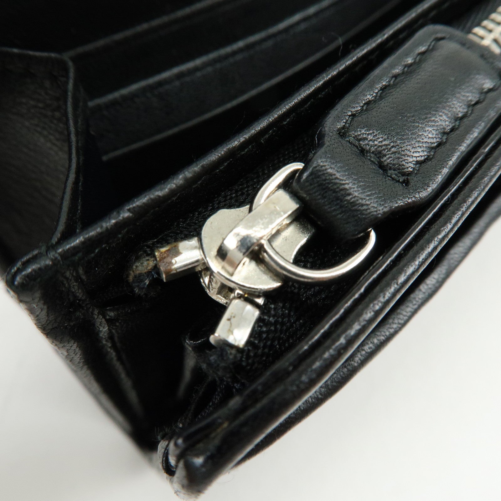 Christian Dior Leather Chain Wallet WOC Hand Bag Black