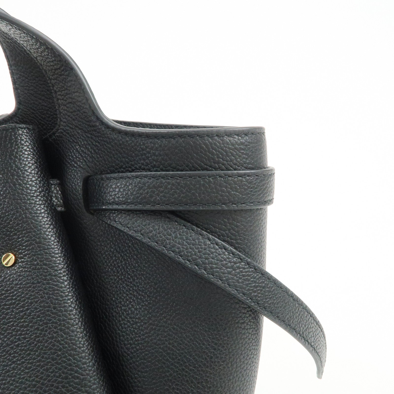 TORY BURCH ROMY Logo Leather Small Tote Bag 2Way Bag Hand Bag Black