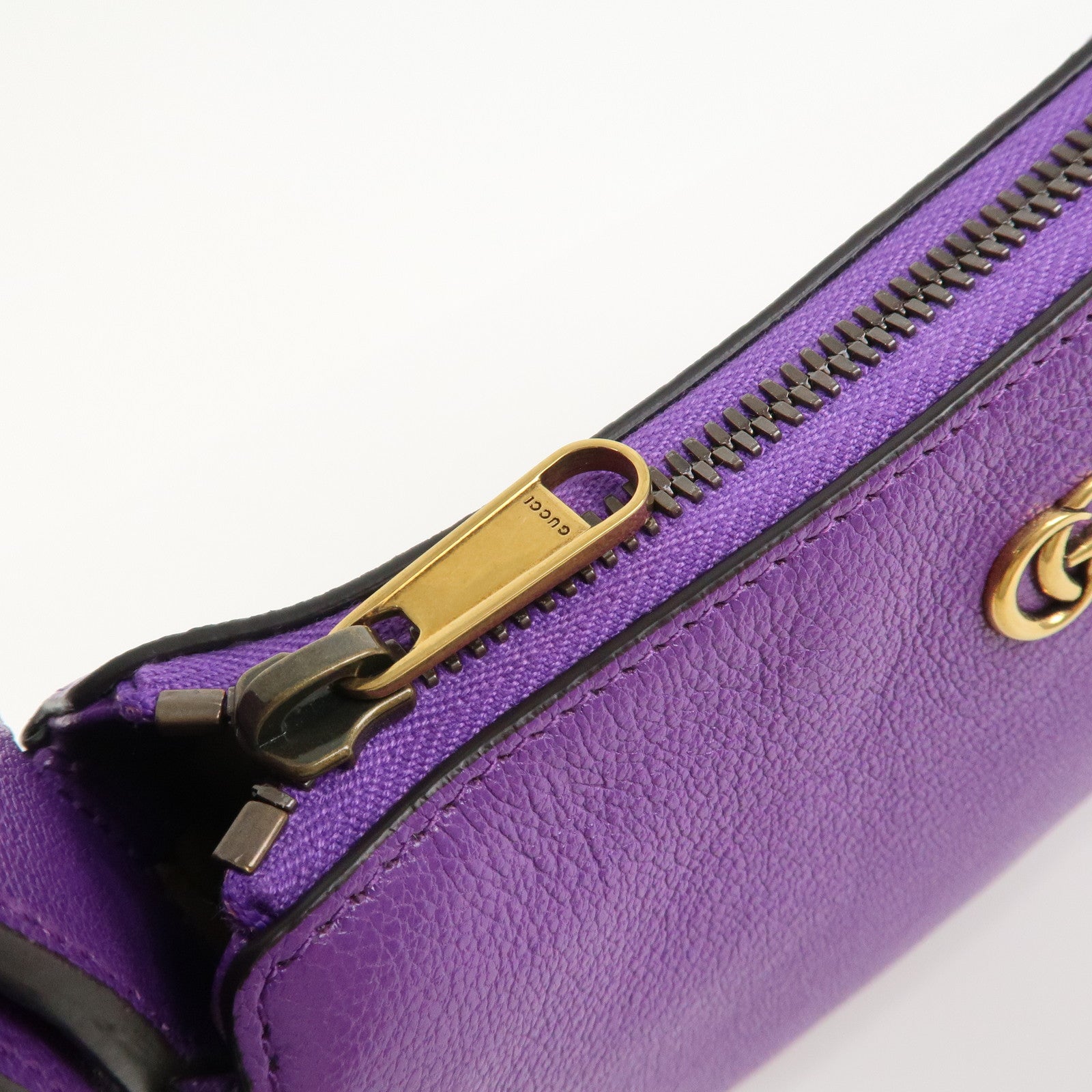 GUCCI GG Marmont Aphrodite Leather Small Hand Bag Purple 739076