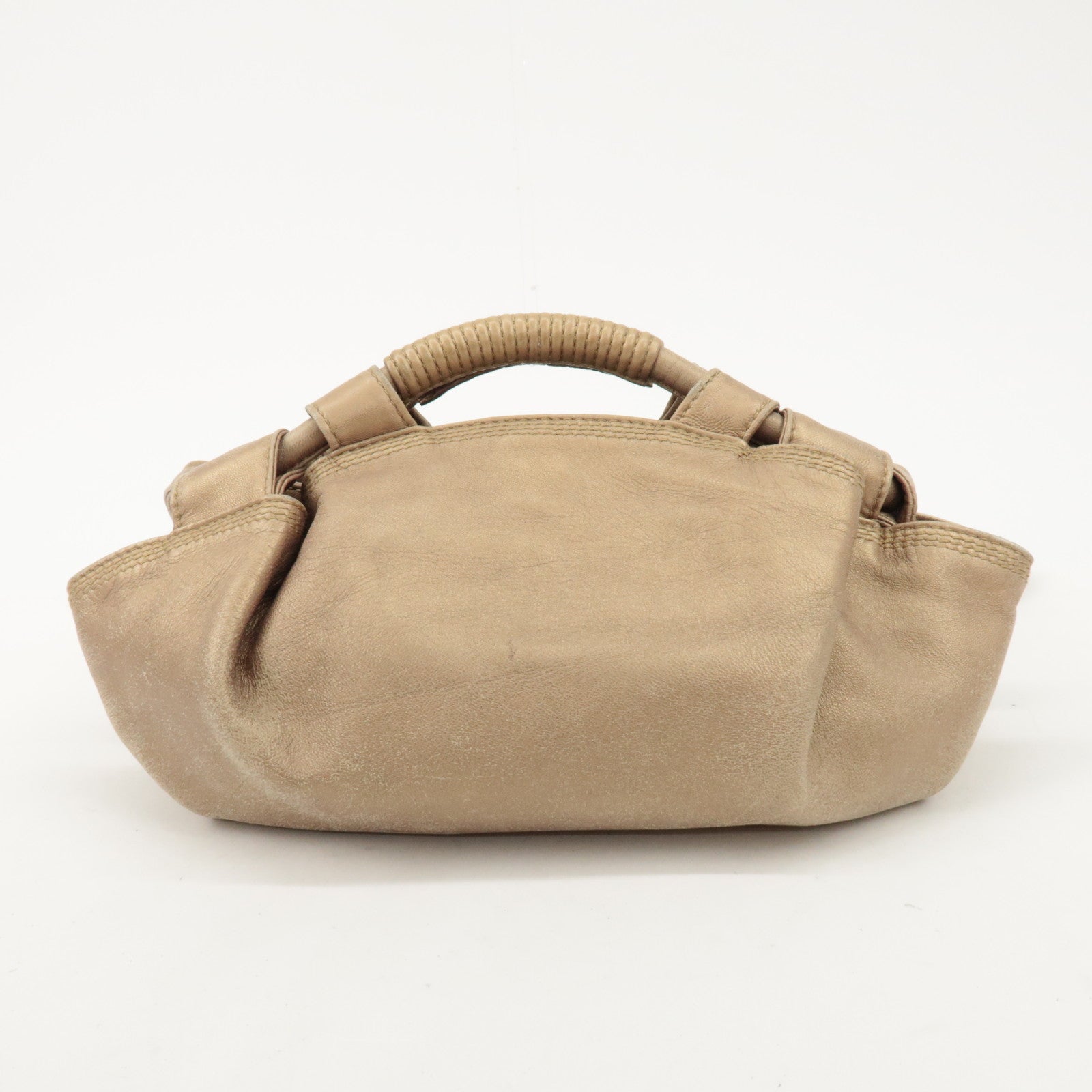 LOEWE Anagram Leather Mini Nappa Aire Hand Bag Tote Bag Gold Used