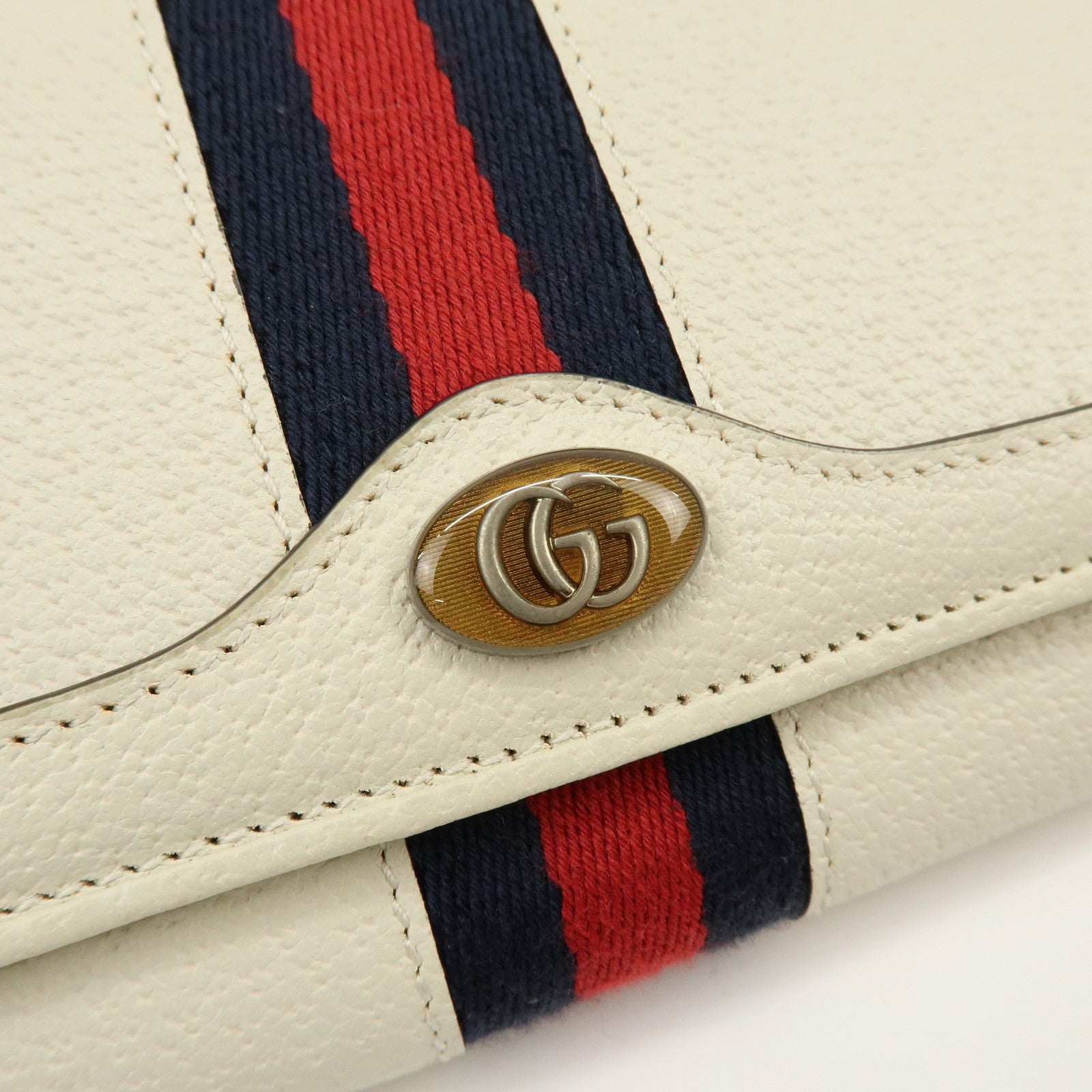 GUCCI Sherry GG Marmont Leather Chain Wallet Ivory 546592