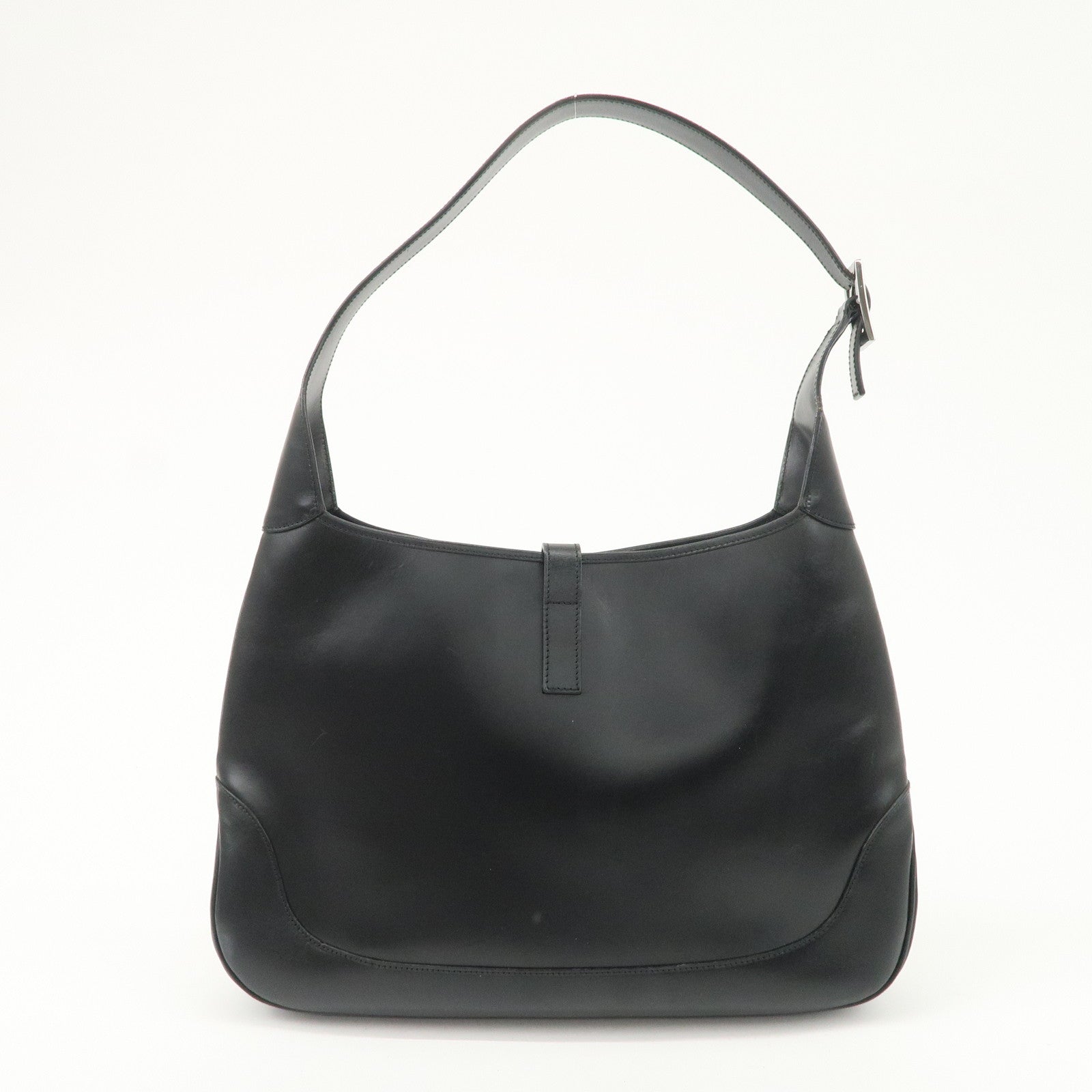 GUCCI Jackie Leather Shoulder Bag Hand Bag Black Silver Hardware 001.3346 Used