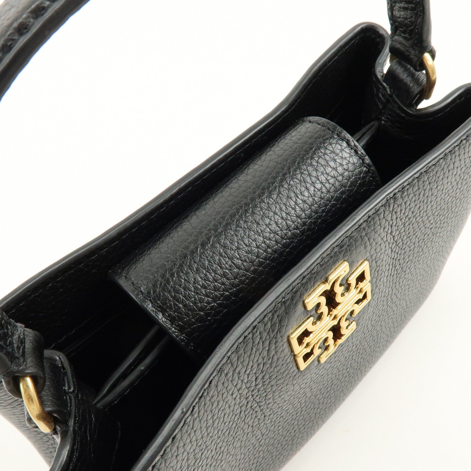 TORY BURCH Britten Micro Satchel Leather 2Way Bag Hand Bag Black