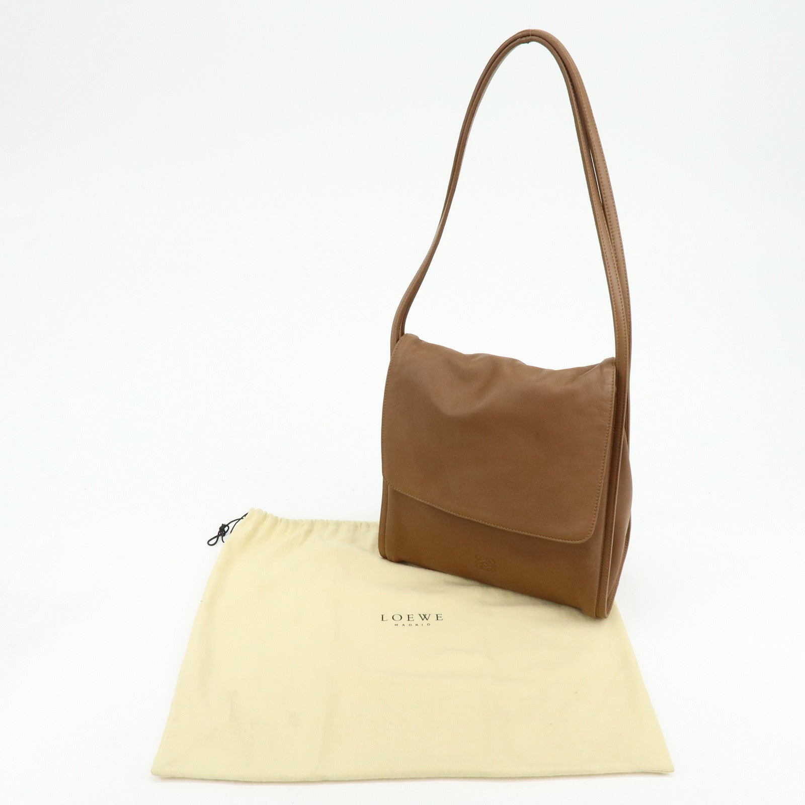LOEWE Anagram Nappa Leather Shoulder Bag Hand Bag Brown