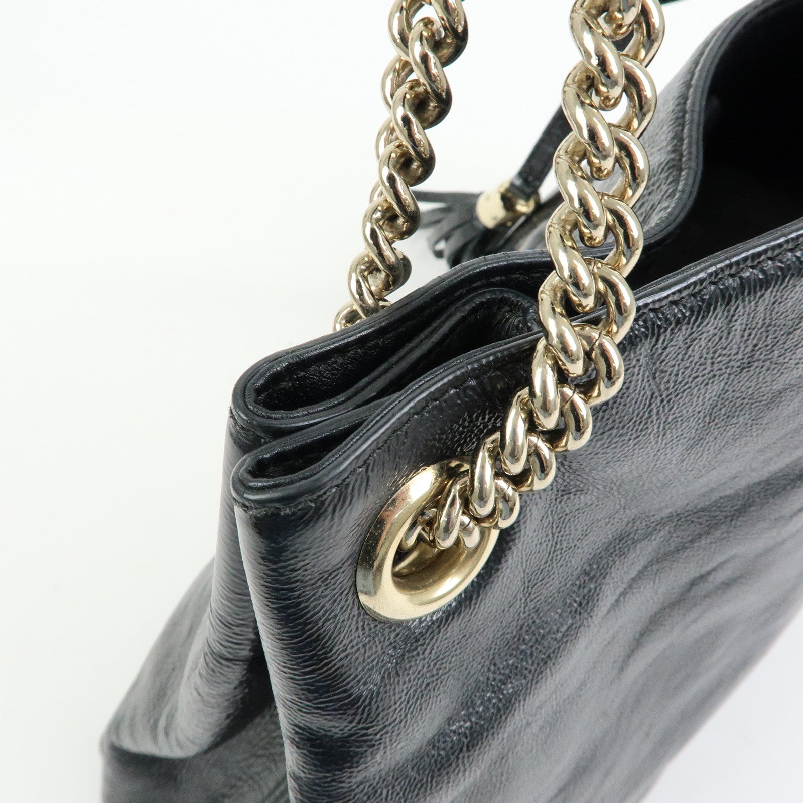 GUCCI SOHO Interlocking G Patent Leather Chain Shoulder Bag 308982