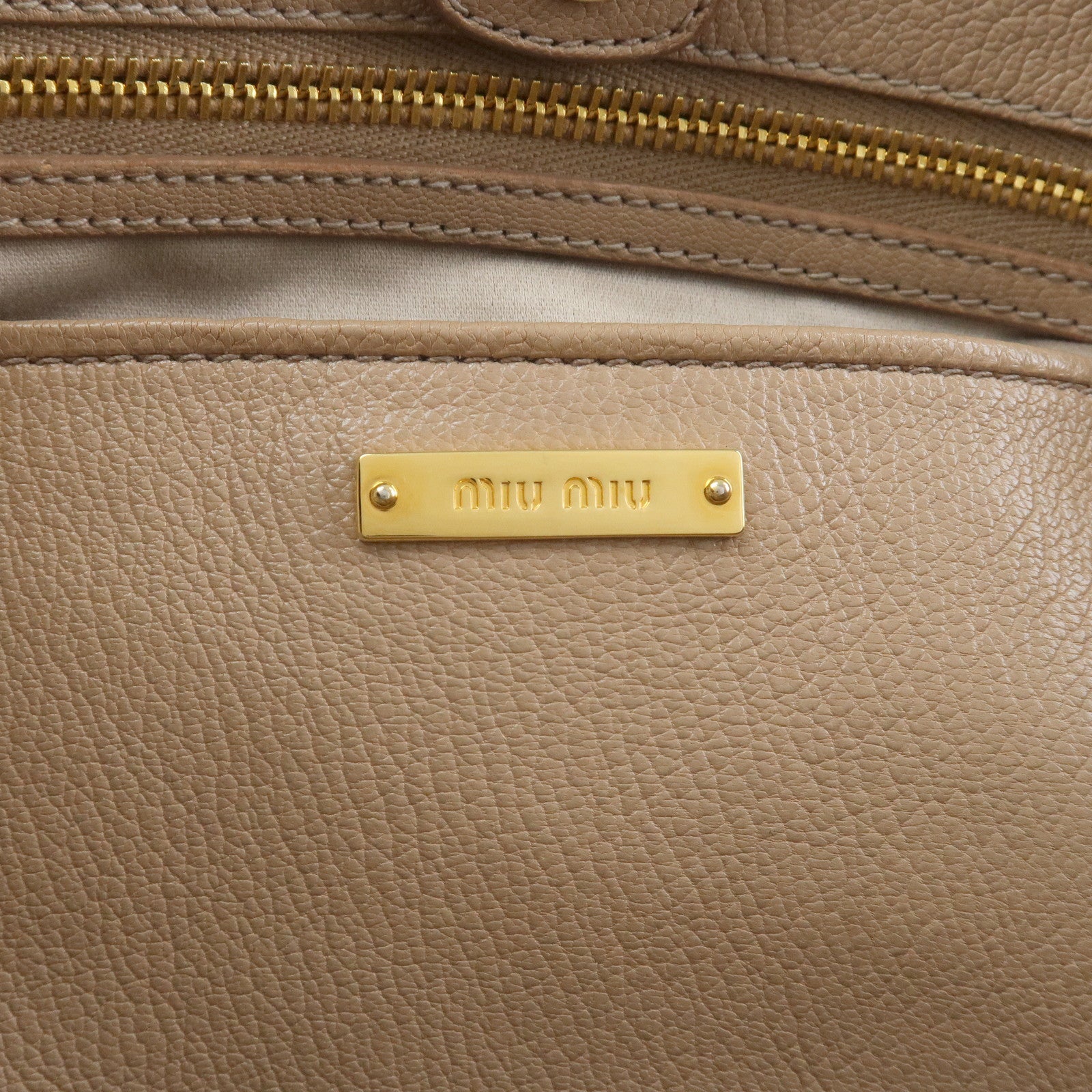 MIU MIU Madras Leather 2Way Shoulder Bag Hand Bag Pink Beige RN0886