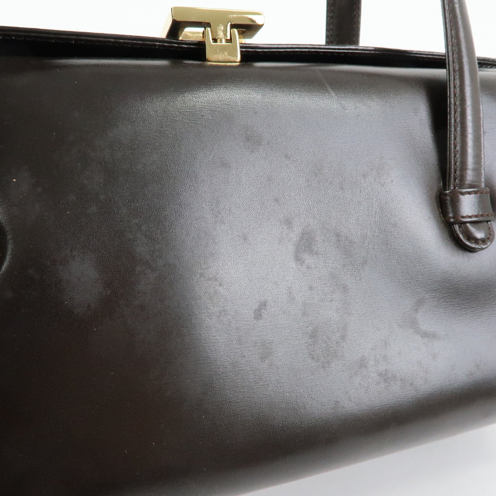 GUCCI Leather Hand Bag Dark Brown 000・1448・0539