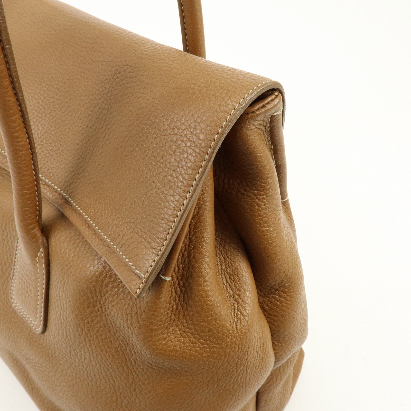 JIL SANDER Logo Leather Tote Bag Shoulder Bag Camel