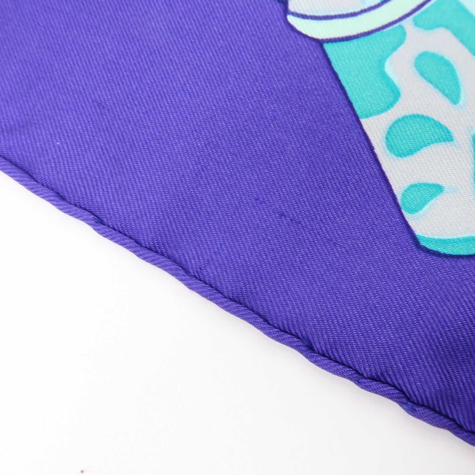HERMES Carre 90 Silk 100% Etendards et Bonnieres Scarf Purple Blue