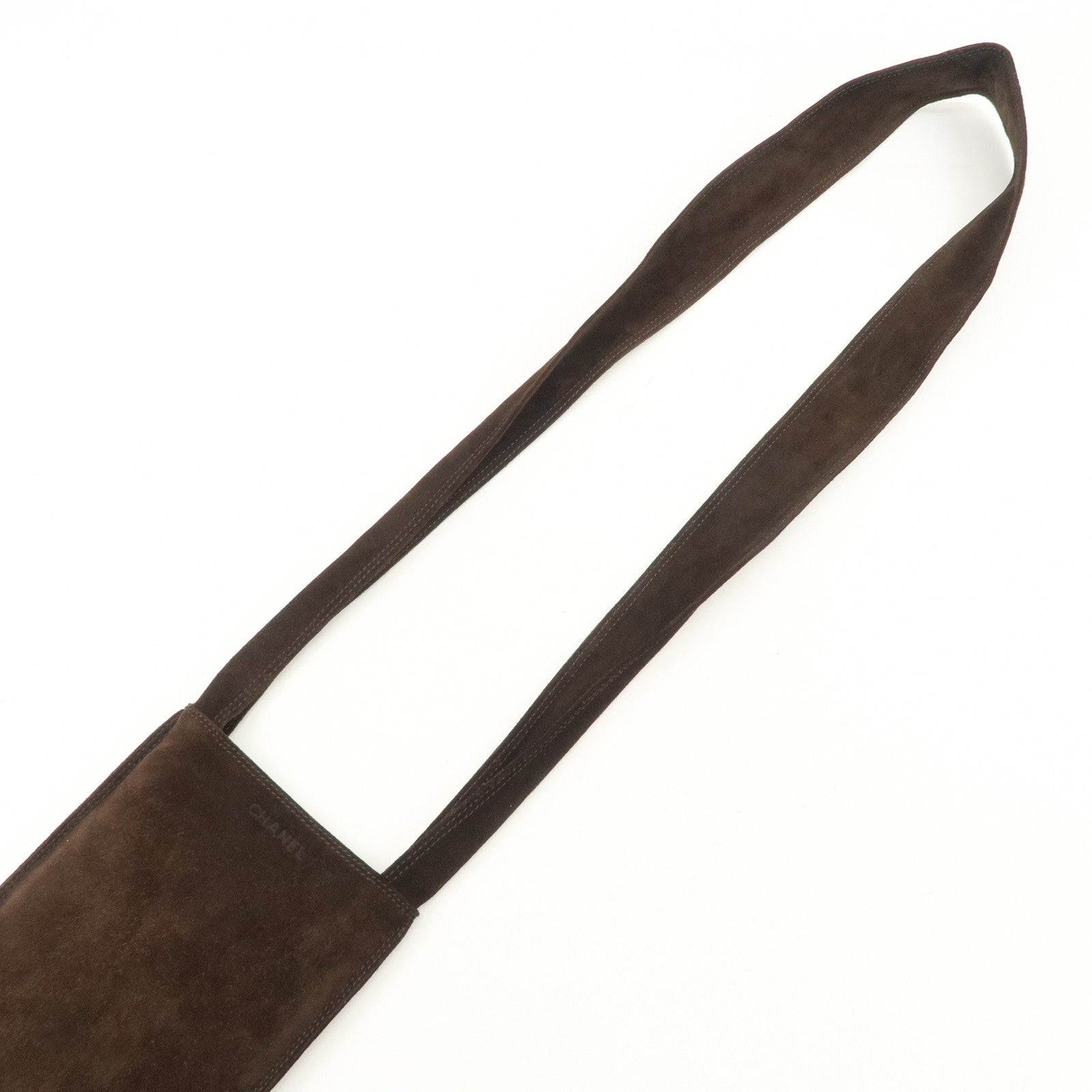 CHANEL Suede Shoulder Bag Crossbody Bag Dark Brown Used