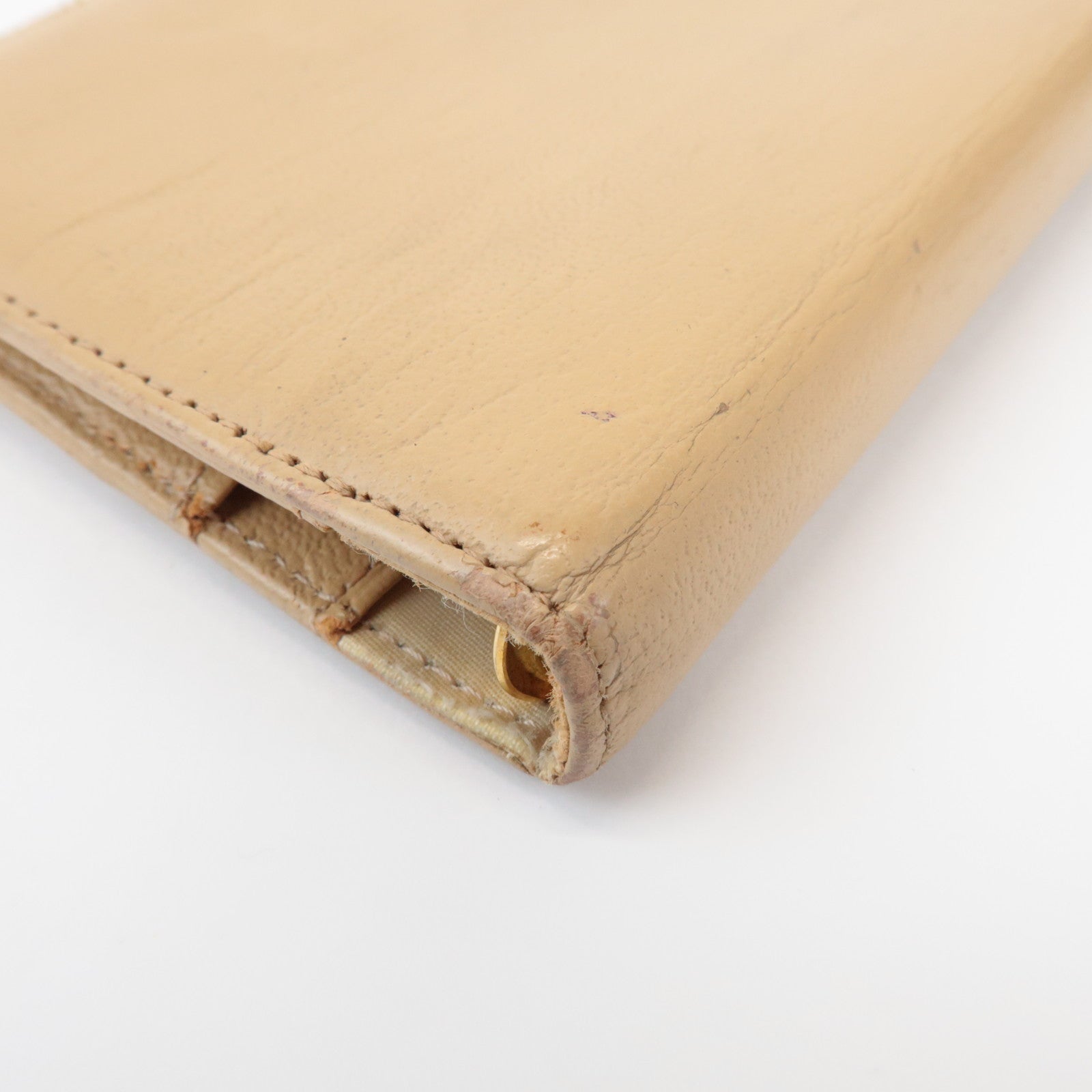 CHANEL COCO Mark Calf Leather Agenda Cover Planner Cover Beige