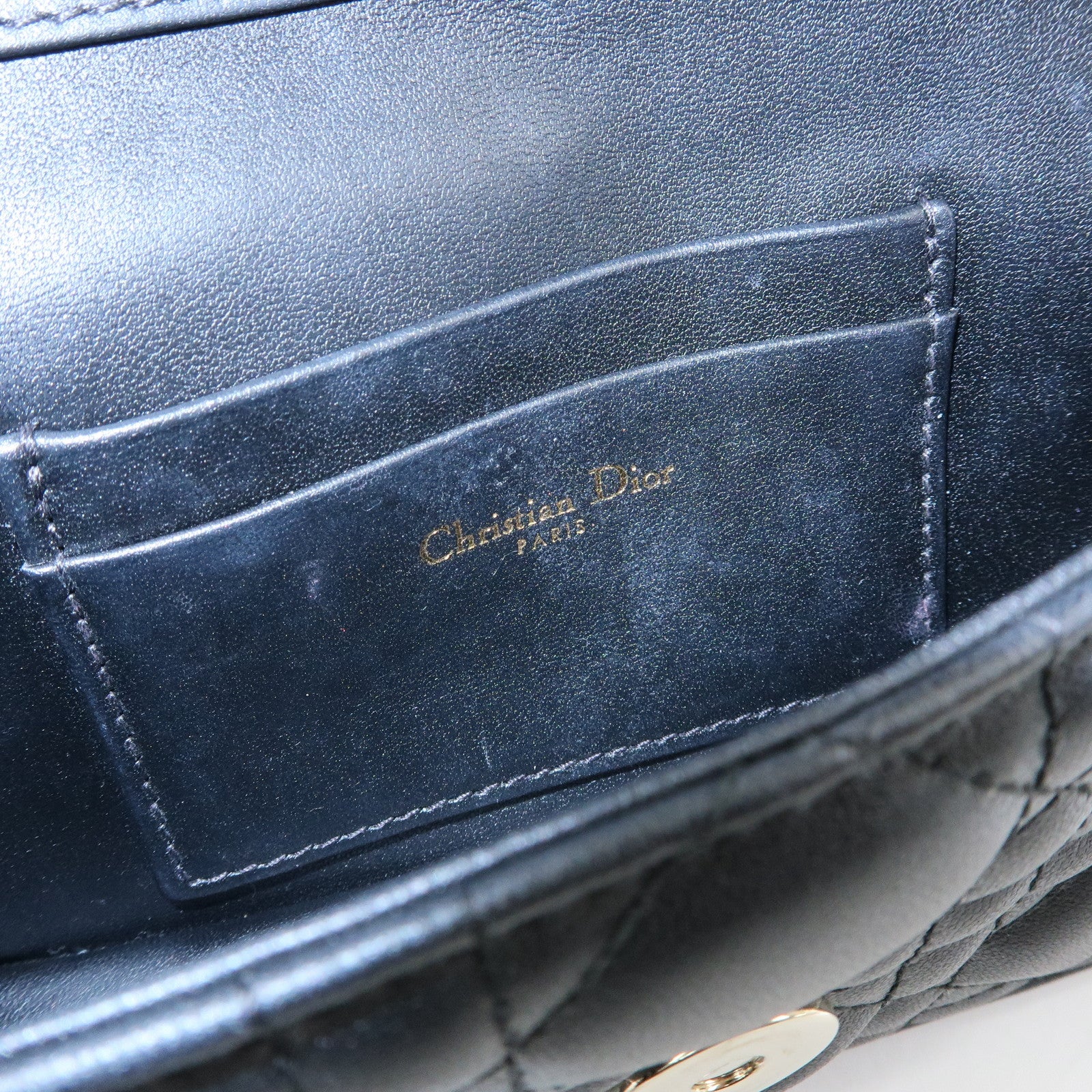 Christian Dior Canage My Dior Lamb Skin Dior Talk Phone Bag Black