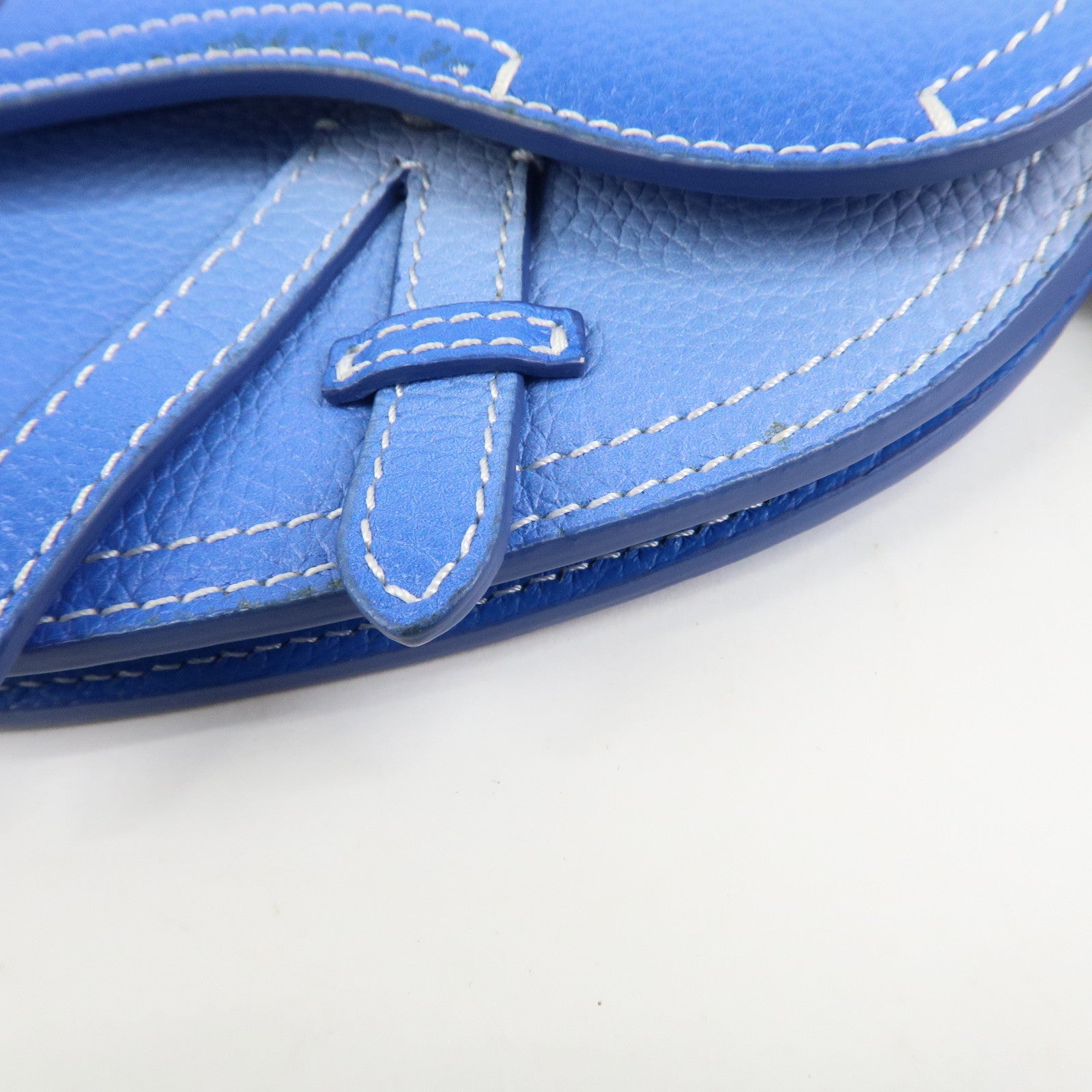Christian Dior Leather Saddle Pouch Blue Charm 2ADKH127YMJ Used