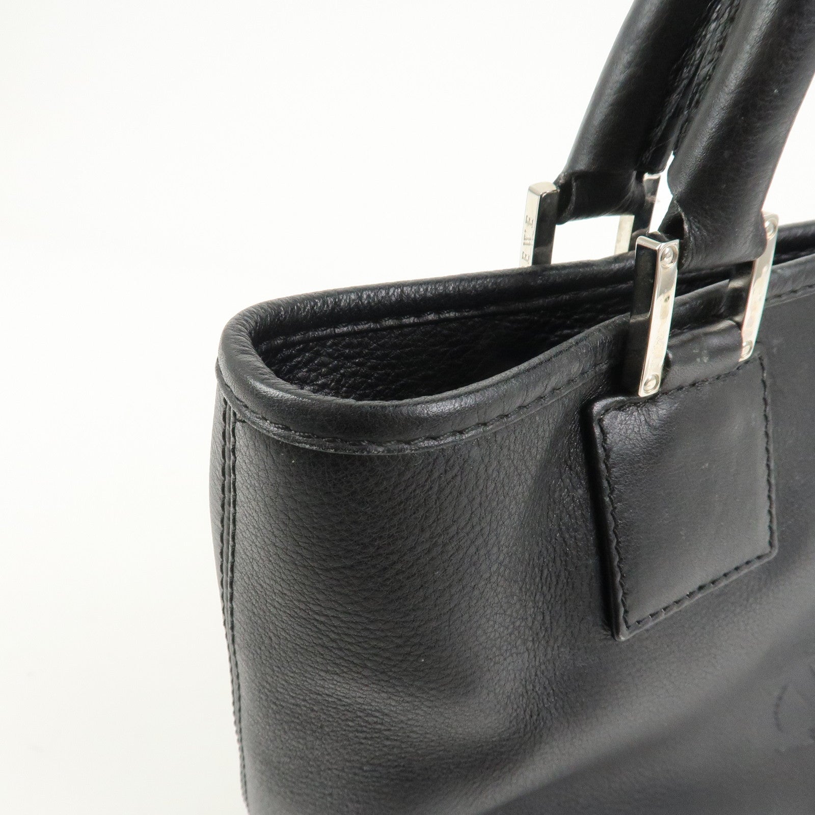 LOEWE Anagram Leather Tote Bag Hand Bag Black