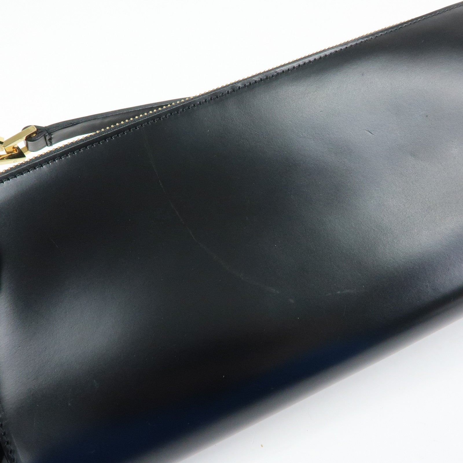 Ferragamo Ganchini Leather Shoulder Bag Hand Bag Black