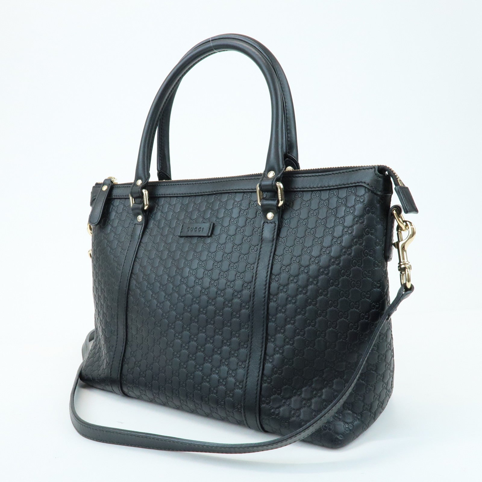 GUCCI Guccissima Leather 2Way Bag Hand Bag Tote Bag Black 449656
