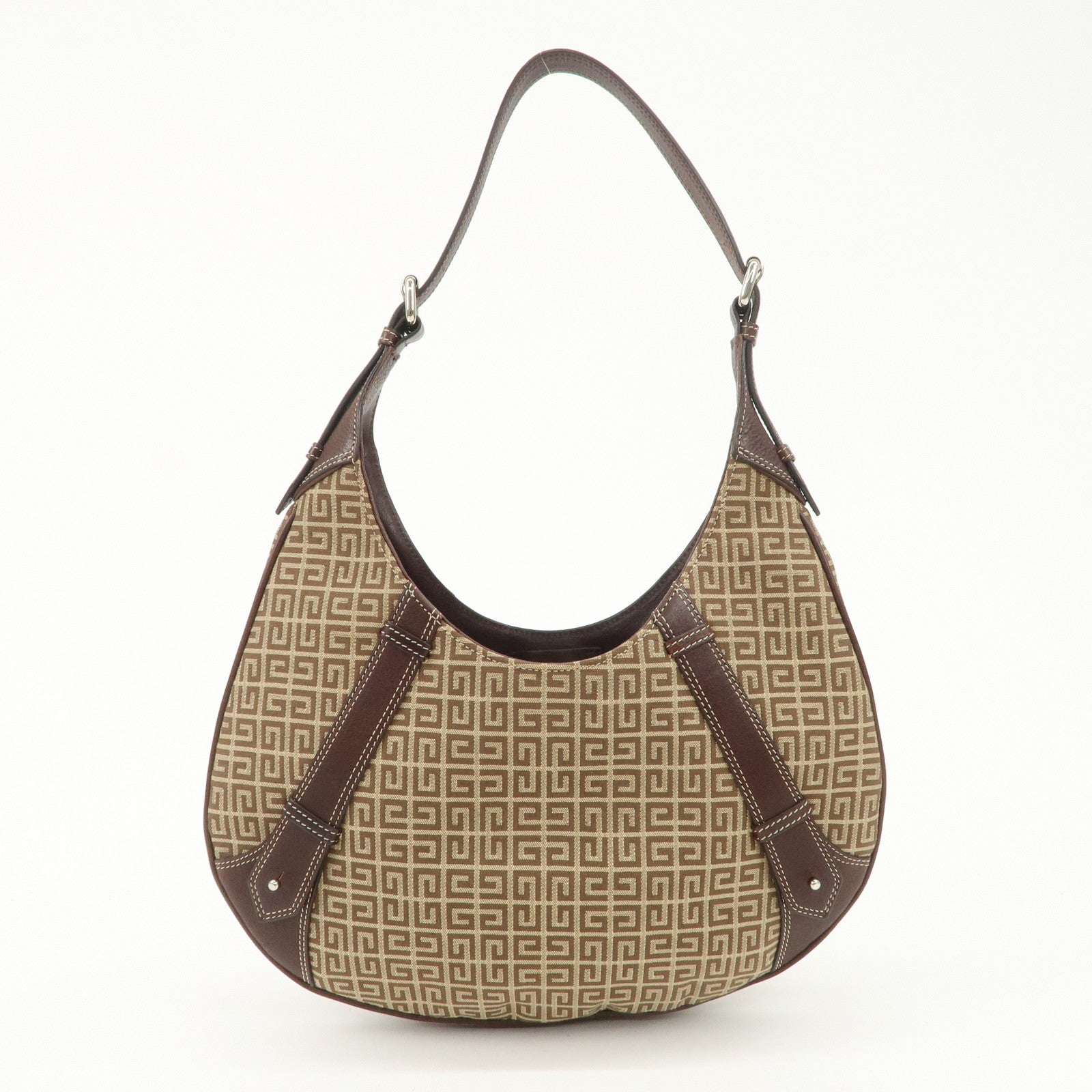 GIVENCHY 4G Logo Canvas Leather Hand Bag Shoulder Bag Beige Brown