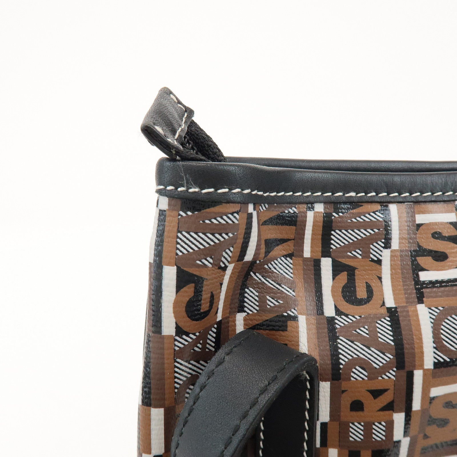 Ferragamo Logo PVC Leather Shoulder Crossbody Bag Brown Black