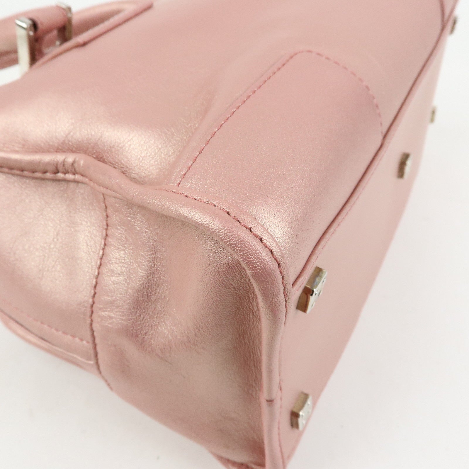 LOEWE Anagram Amazona 28 Leather Hand Bag Metallic Pink
