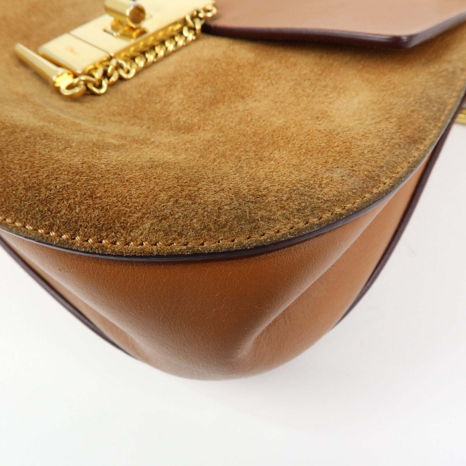 Chloe Drew Leather Suede Shoulder Bag Crossbody Bag Brown