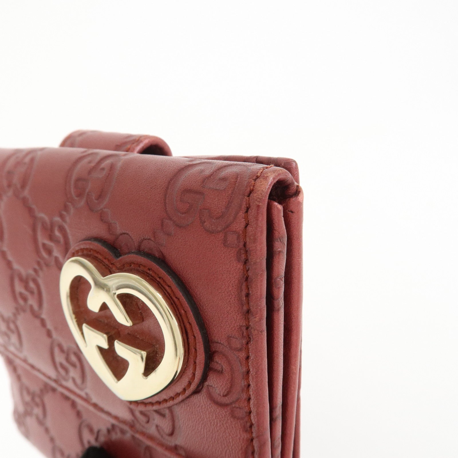 GUCCI Lovely Heart Guccissima W Hook Bi-fold Compact Wallet 245727