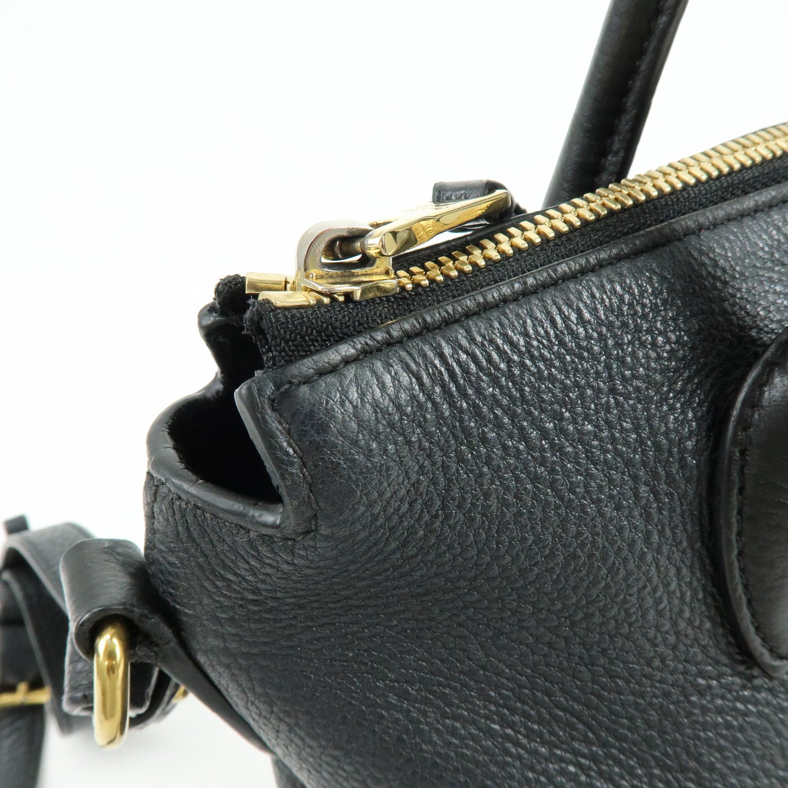 PRADA Leather 2Way Bag Hand Bag Shoulder Bag Black