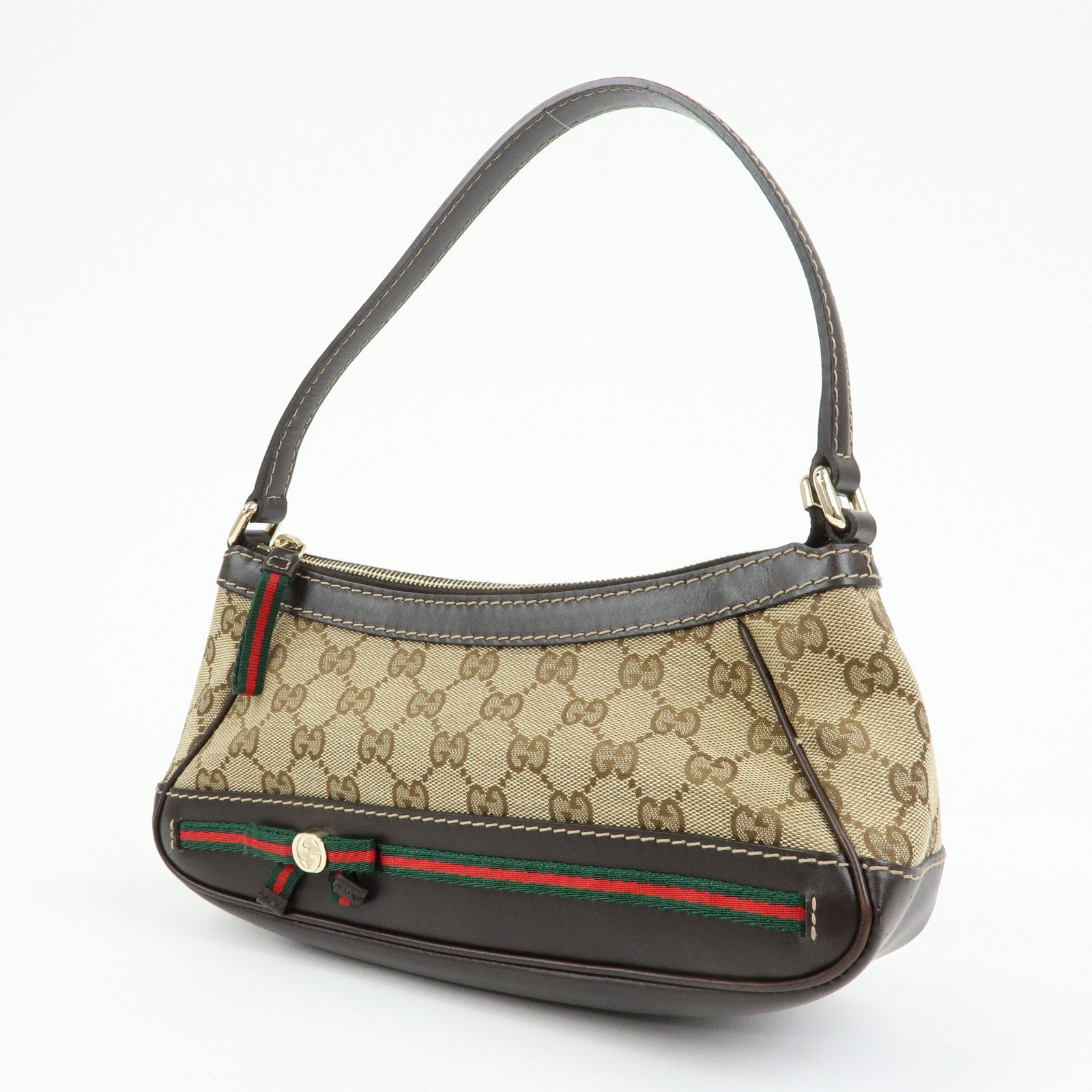 GUCCI Mayfair Sherry GG Canvas Leather Shoulder Bag Beige 269893