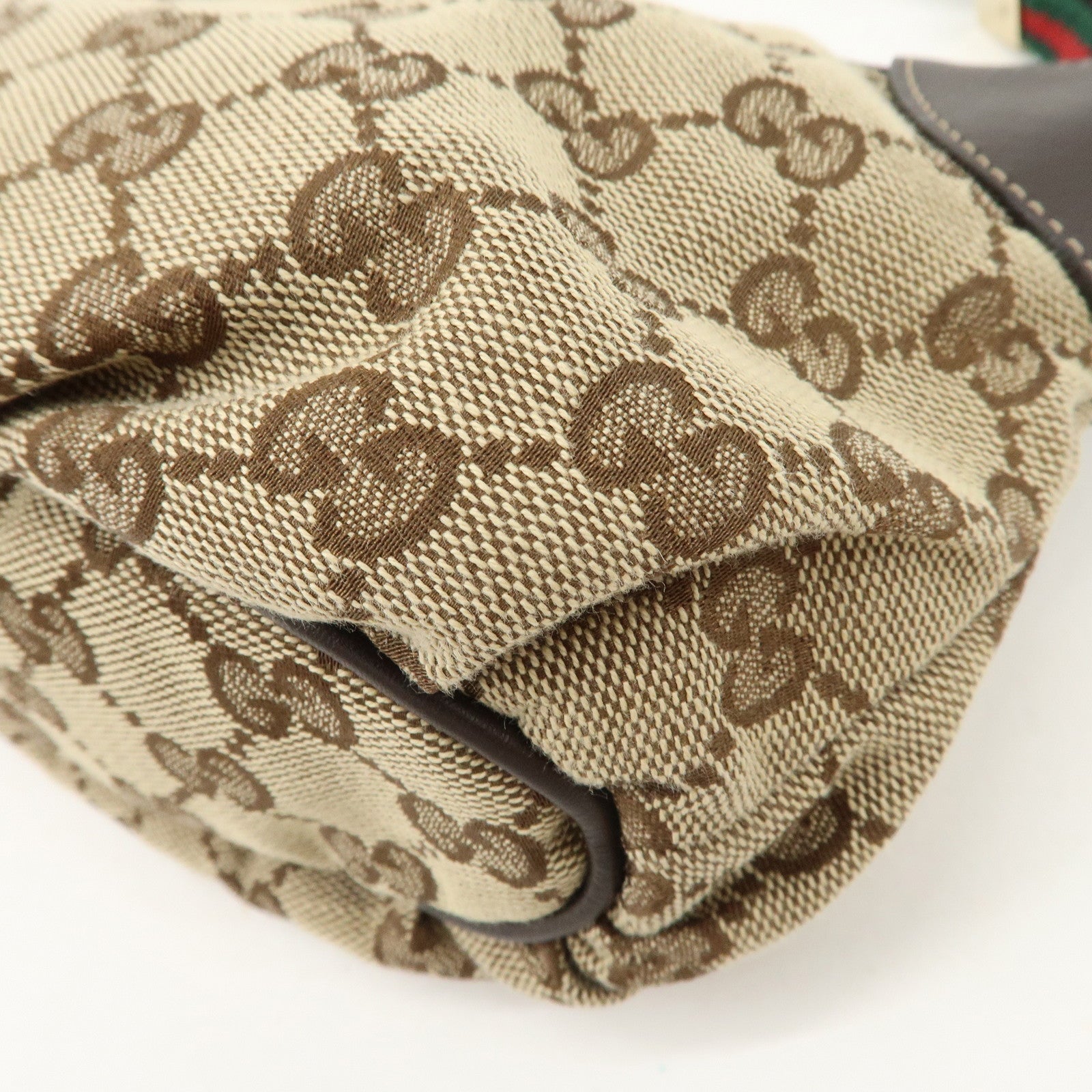 GUCCI Sherry GG Canvas Leather Shoulder Bag Beige Brown 224093 Used