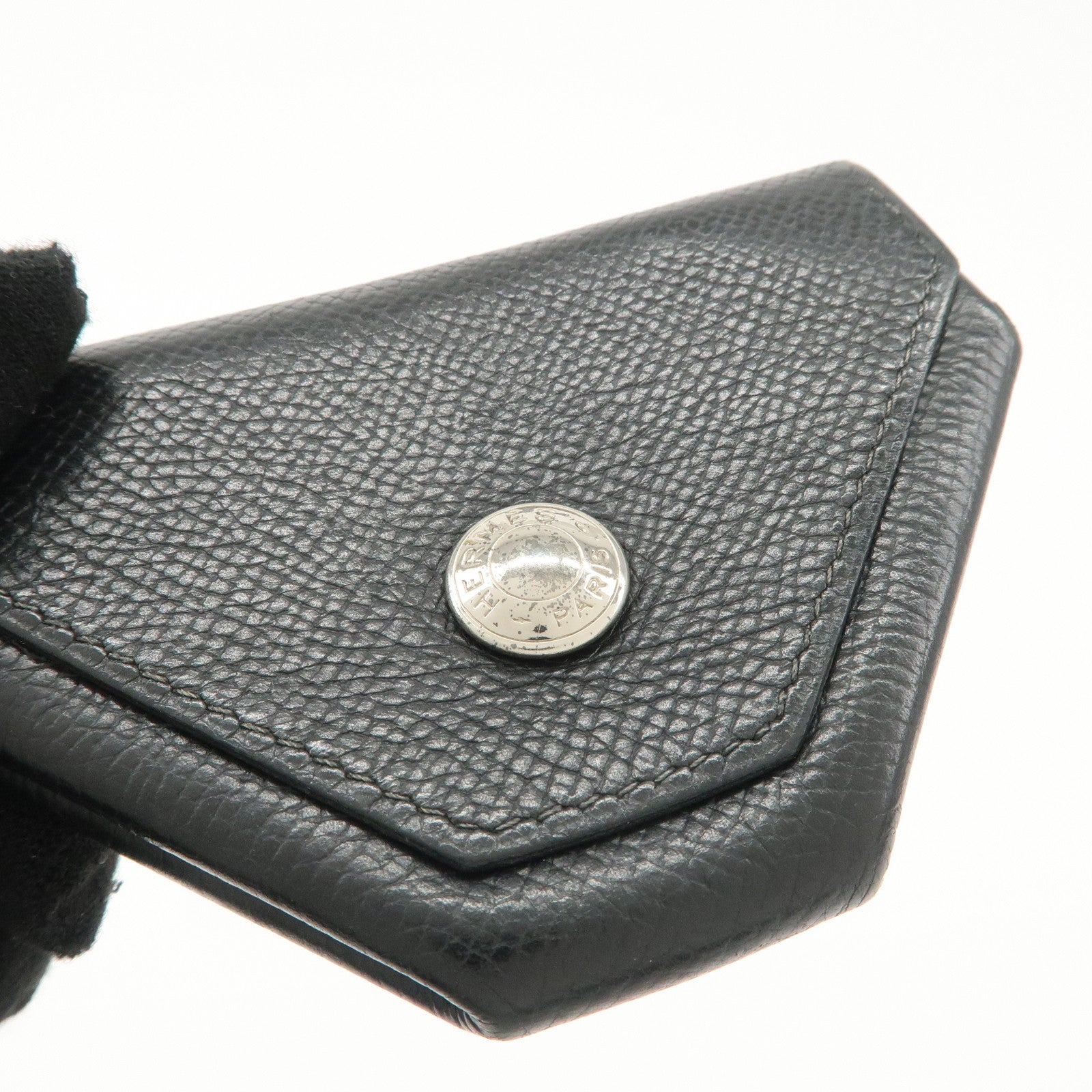 HERMES Ruban Quatre Vo Epson I Stamped Coin Case Black Silver HDW Used