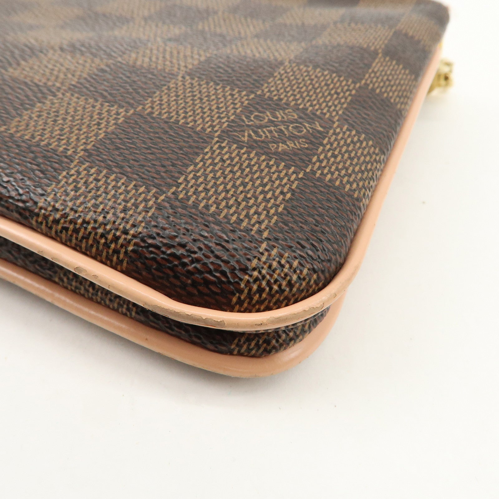 Louis Vuitton Damier Pochette Double Zip Shoulder Bag Brown N60254 Used