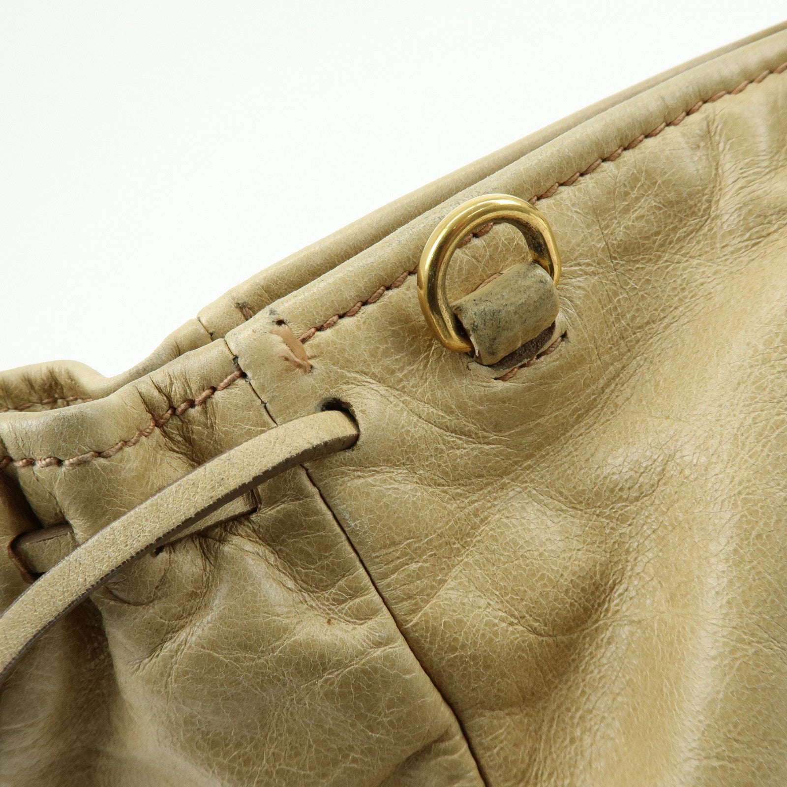 PRADA Logo Leather 2Way Shoulder Bag Hand Bag BN1921 Beige