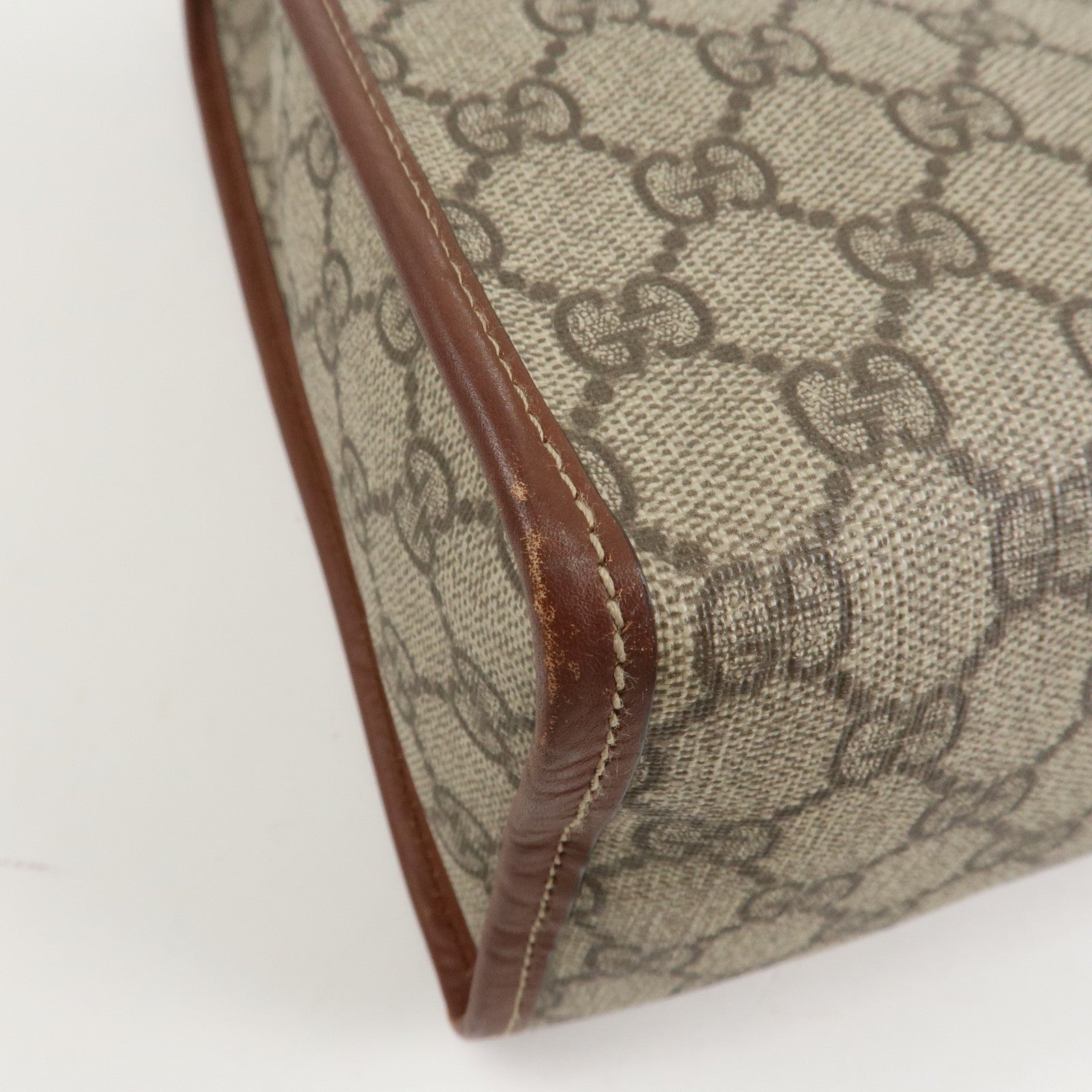 GUCCI Sherry GG Supreme Leather Tote Bag Beige Brown 211135 Used