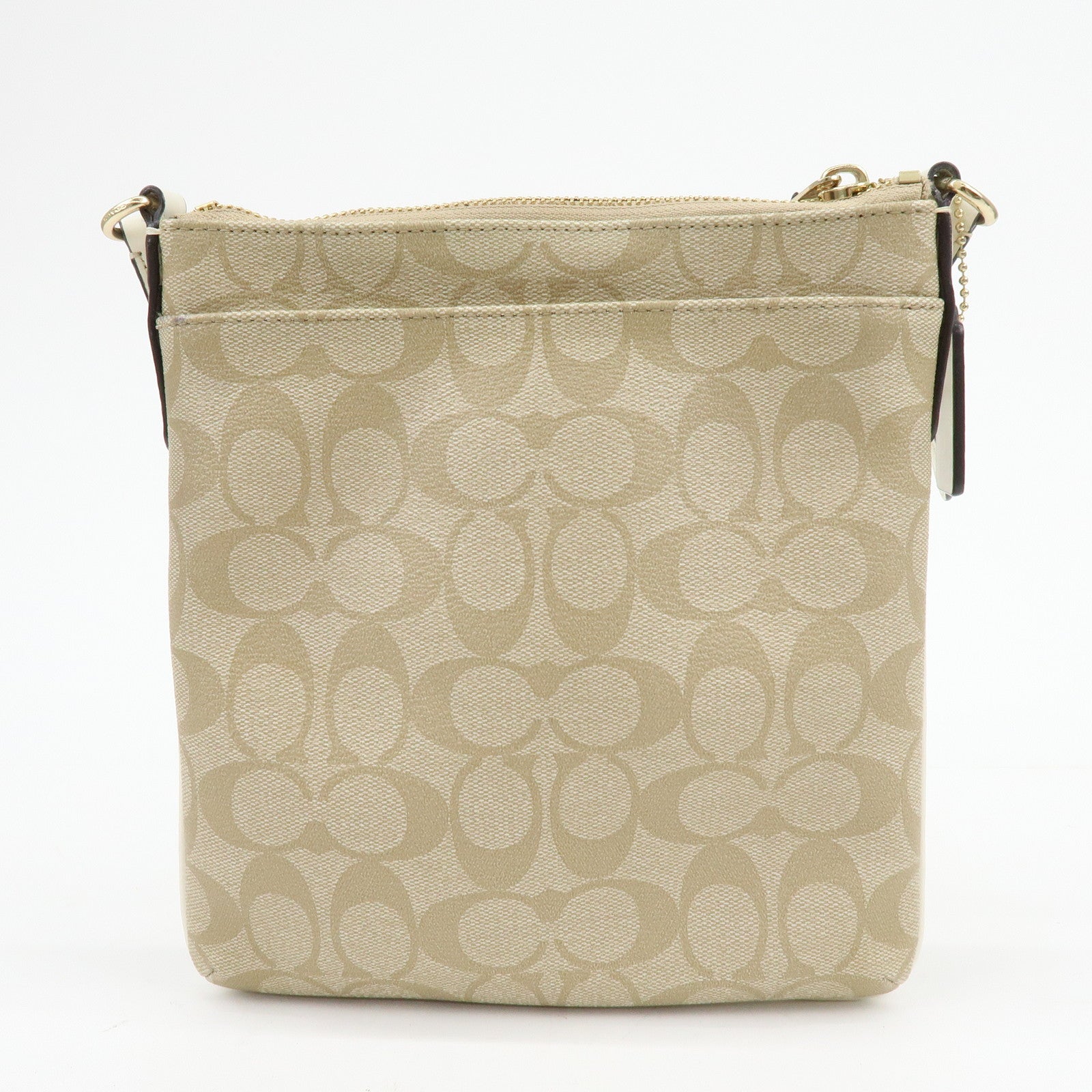 COACH Signature PVC Leather Shoulder Crossbody Bag Beige White