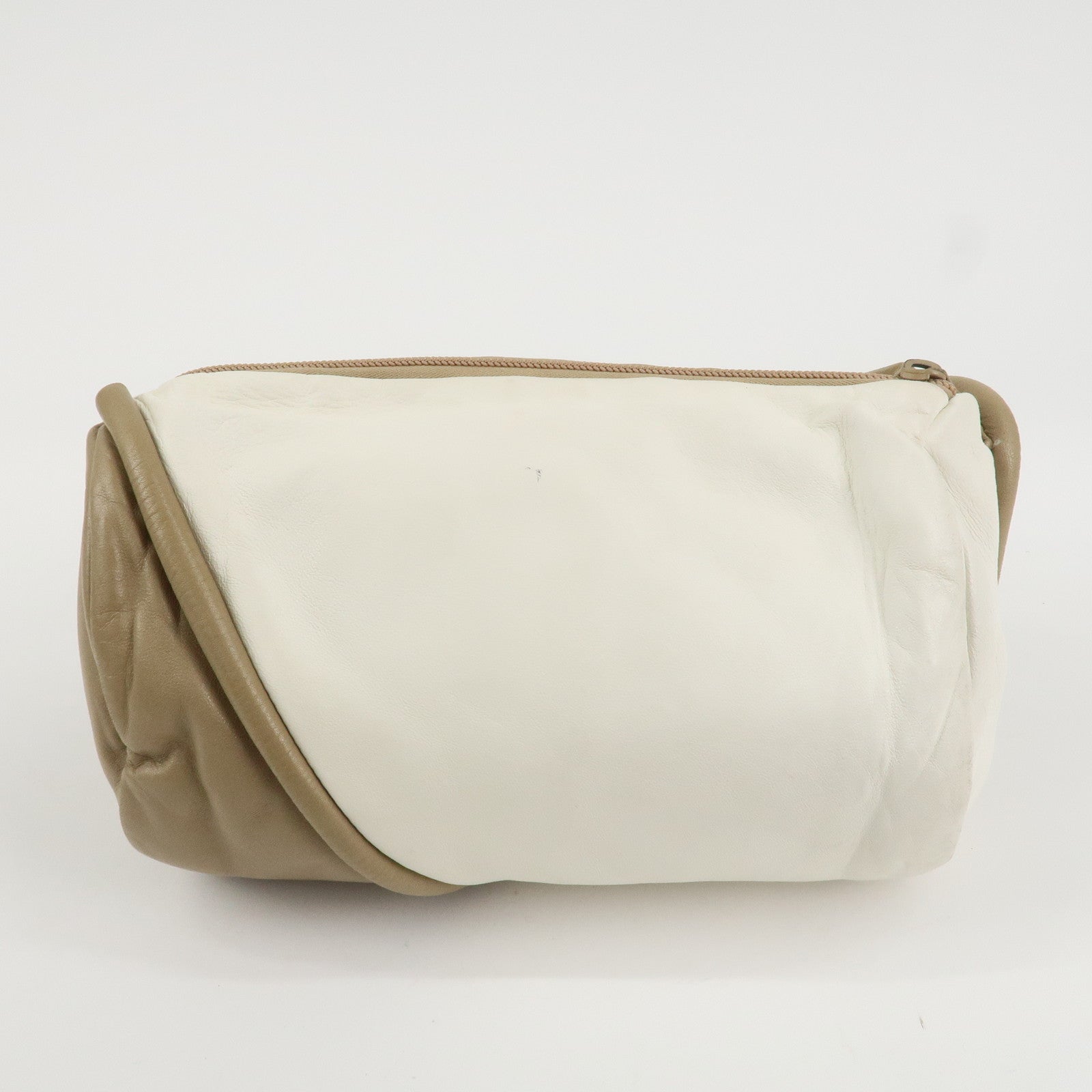 LOEWE Leather Shoulder Bag Crossbody Bag Beige White Used