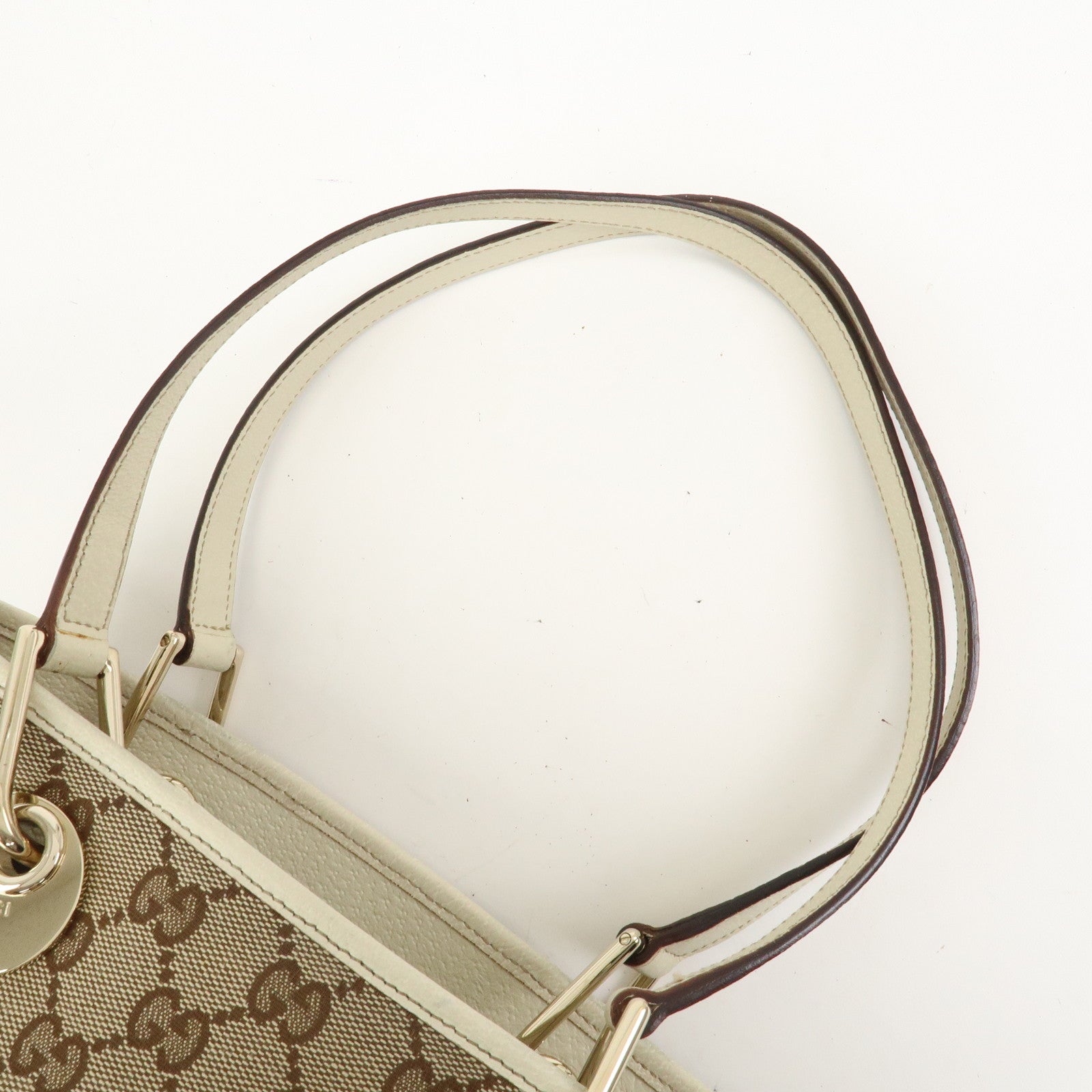 GUCCI GG Monogram Canvas Leather Tote Bag Hand Bag Brown 120840