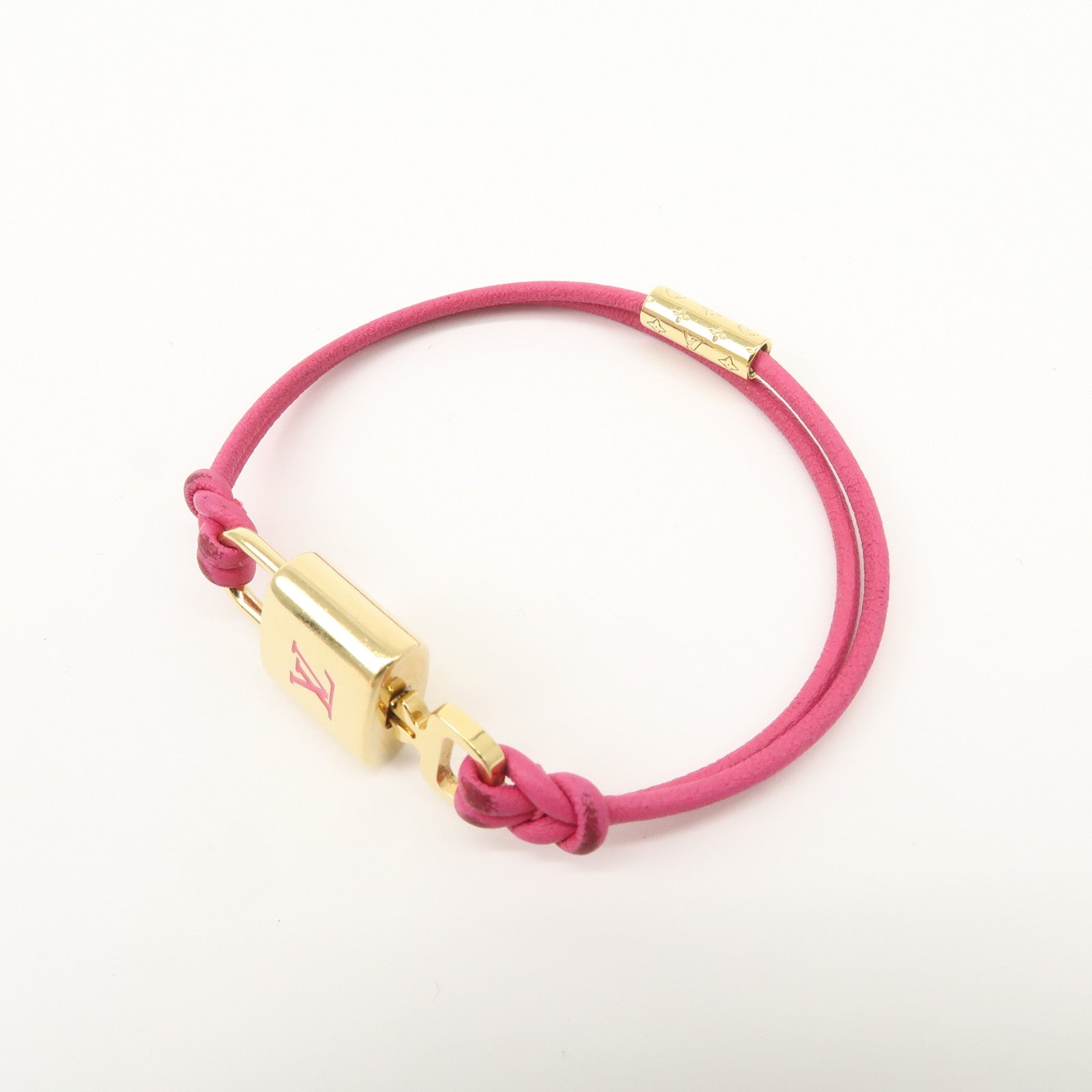 Louis Vuitton Monogram Padlock Bracelet Viole Fuchsia Gold HDW M8521F Used