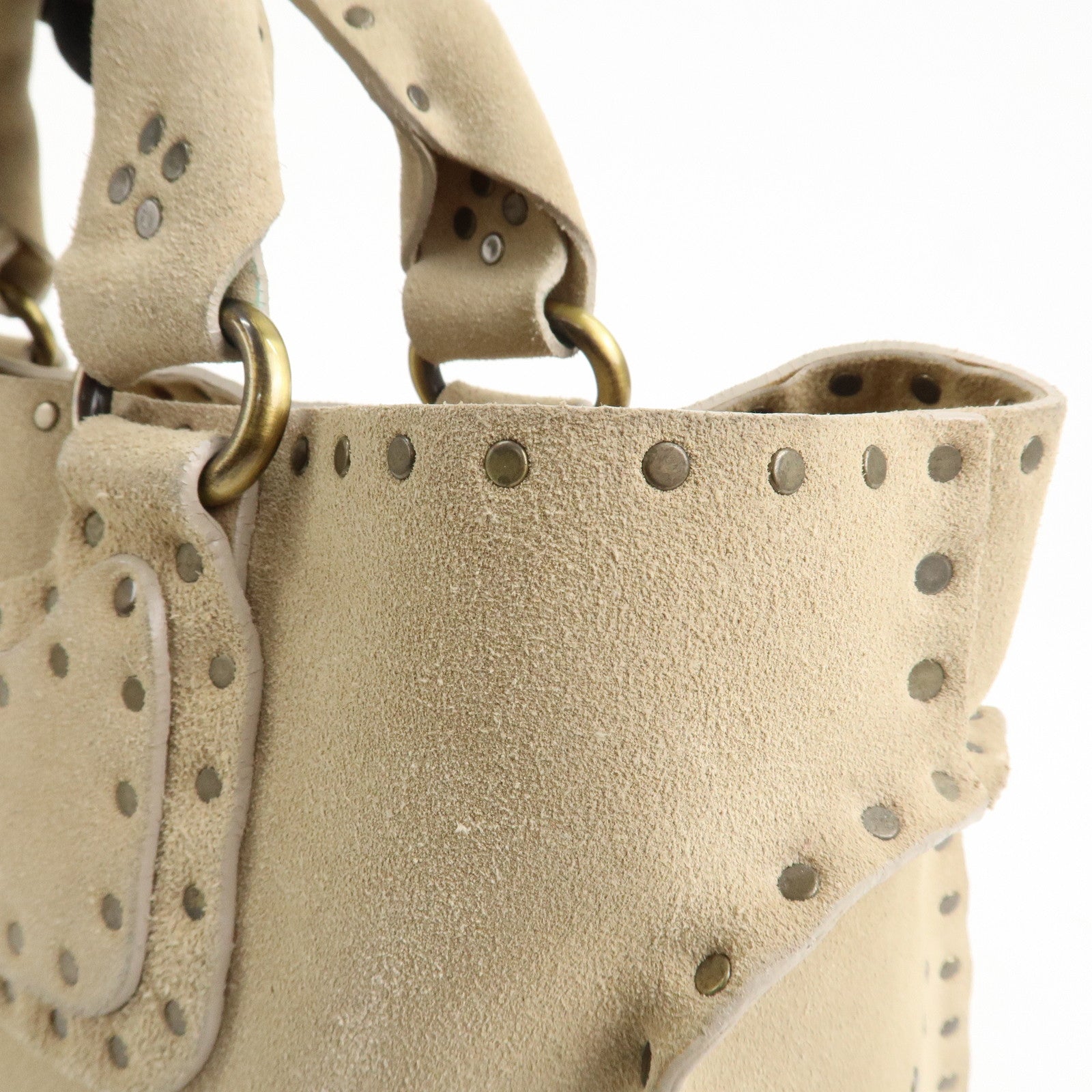 CELINE Suede Boogie Bag Hand Bag Tote Bag Ivory CE00/38 Used