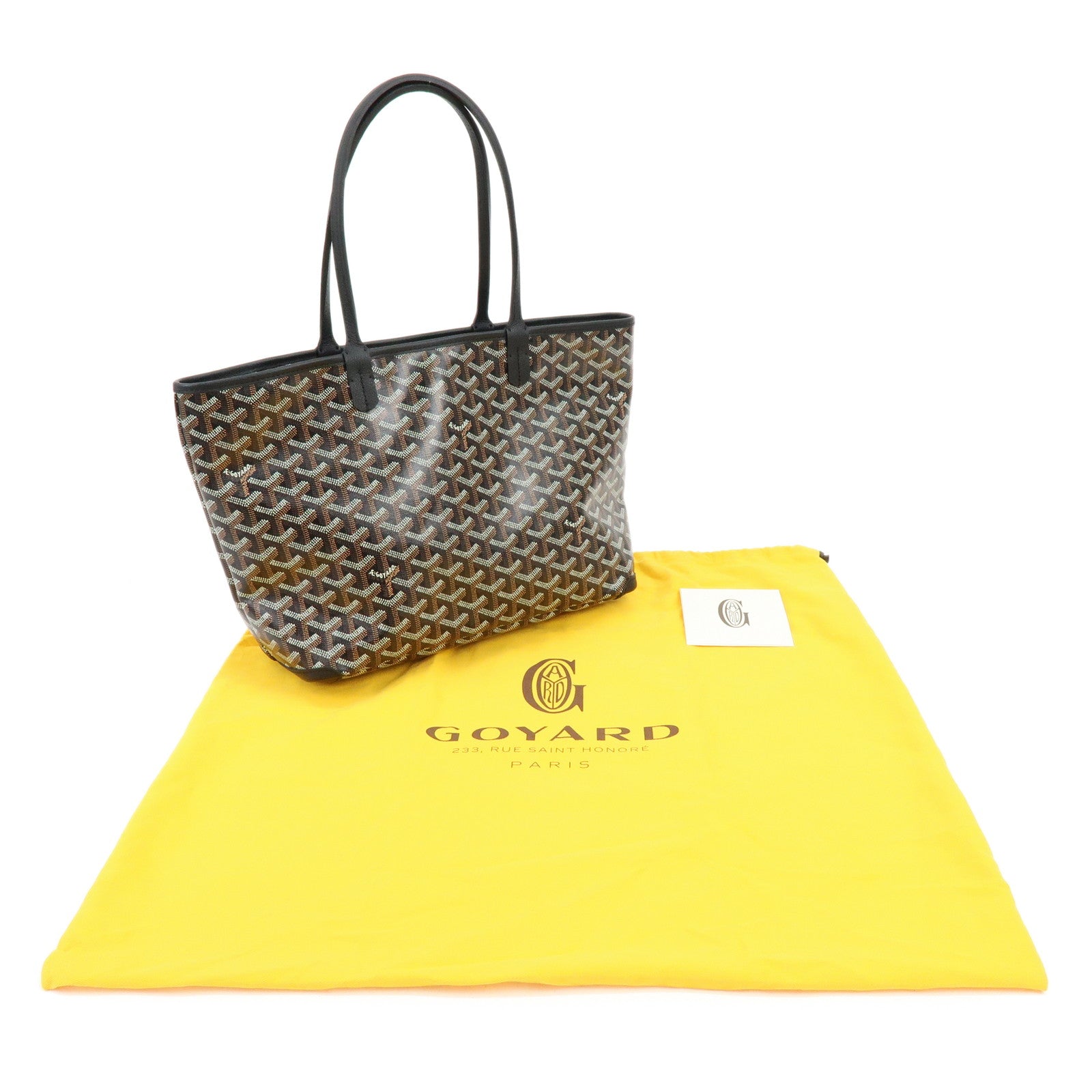 GOYARD Artois PM PVC Leather Tote Bag Hand Bag Black Brown