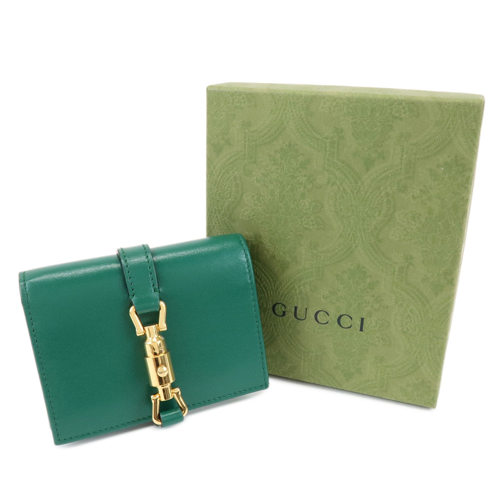 GUCCI Jackie 1961 Leather Bi-Fold Compact Wallet Green 645536