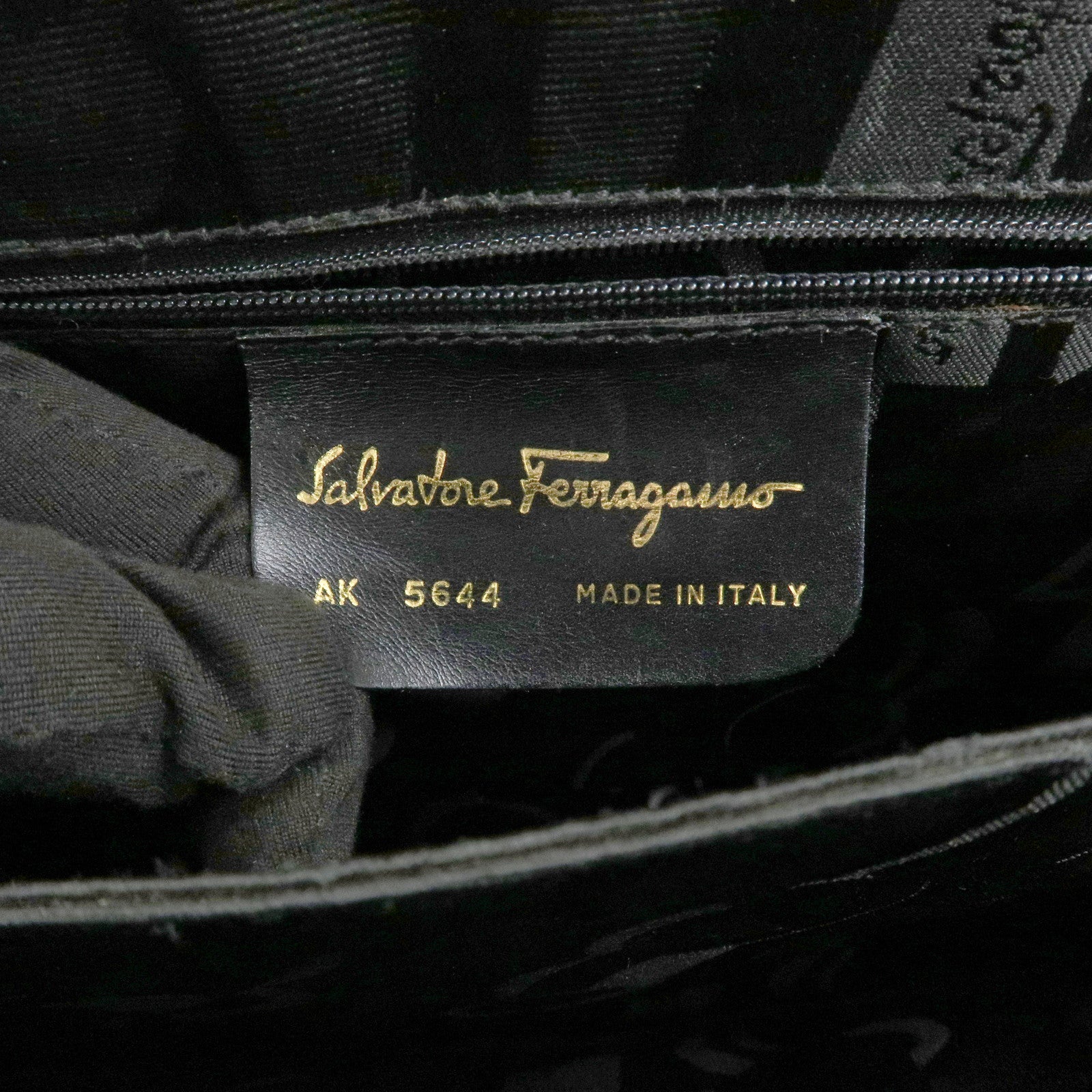 Ferragamo Leather 2Way Hand Shoulder Bag Black Gold HDW AK5644 Used